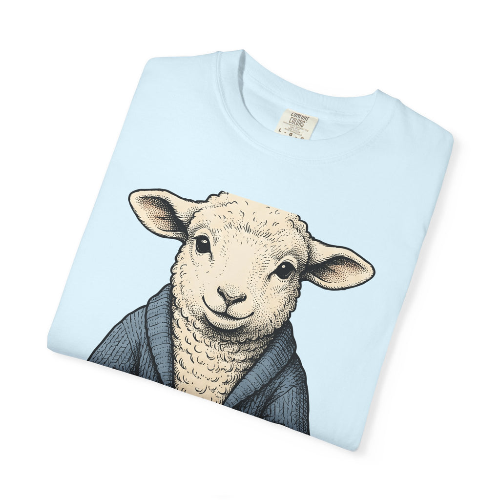 Lamb Basket Shirt Easter Creatures Gift Women Line Art Tee Hamper T-Shirt Easter Fan Hand Drawn Tshirt Animal Graphic Rustic Spring Eggs