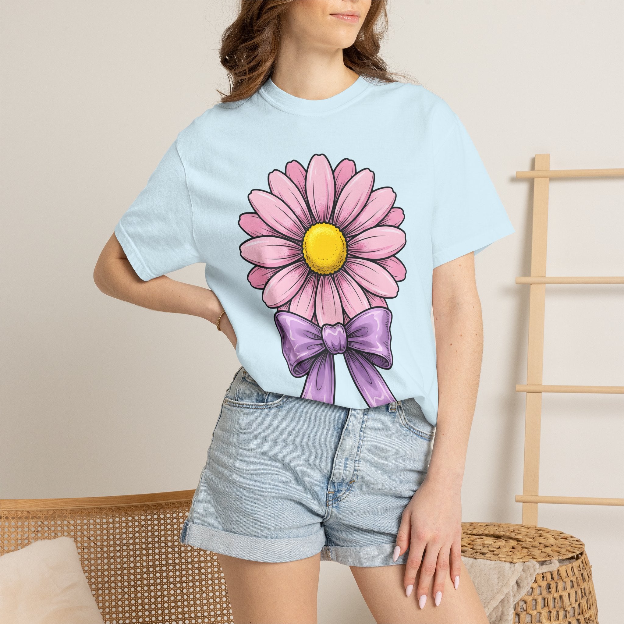 Daisy Bloom Shirt Easter Bouquet Gift Women Sketch Tee Flower T-Shirt Easter Fan Floral Tshirt Floral Graphic Retro Bow Tshirt