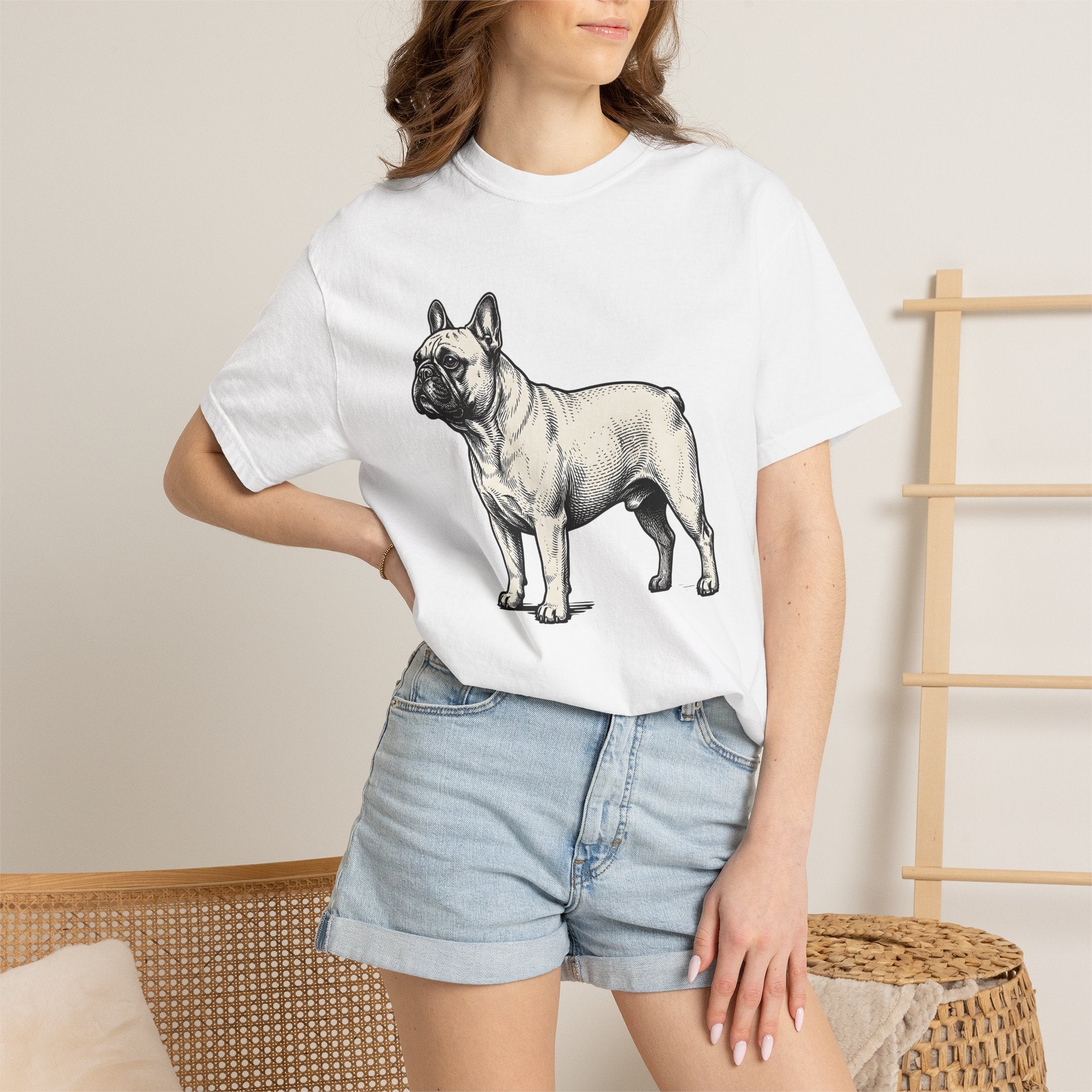 French Bulldog Shirt Dog Pet Gift Women Vintage Tee Bulldog T-Shirt Dog Fan Canine Graphic Tshirt Hand Drawn Linework Tshirt