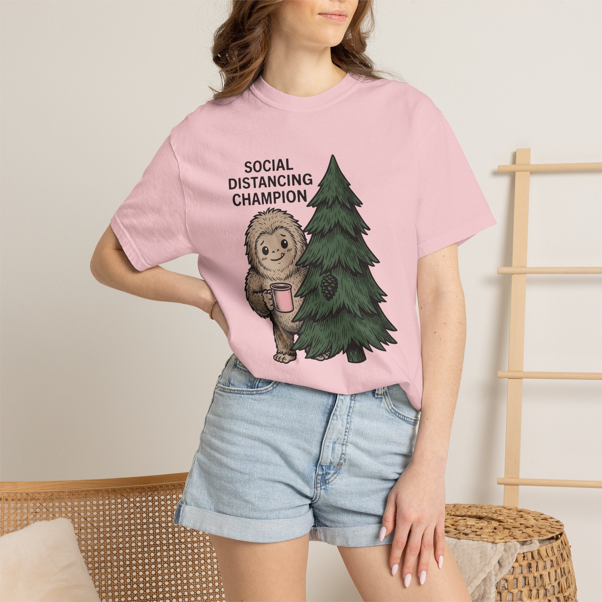 Sasquatch Coffee Shirt Funny Camping Gift Women Comic Tee Bigfoot Coffee T-Shirt Humor Fan Cartoon Tshirt Outdoor Graphic Retro Fir Tree