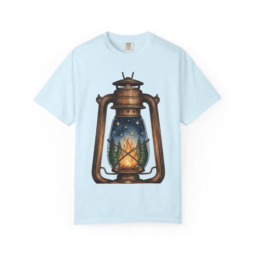 Antique Lantern Shirt Camping Nature Gift Women Cartoon Tee Lamp T-Shirt Camper Fan Lantern Tshirt Wilderness Graphic Pastel Campfire Tshirt