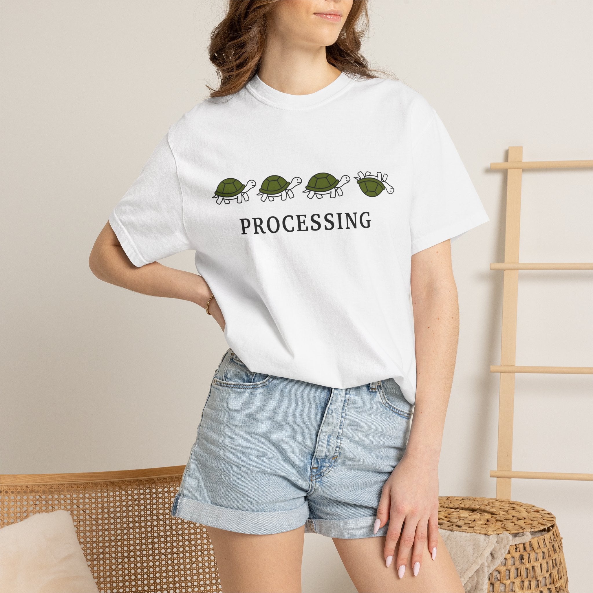 Turtle Illustration Shirt Funny Wildlife Gift Women Comic Tee Torso T-Shirt Humor Fan Cartoon Tshirt Wildlife Graphic Simple Joke Tshirt