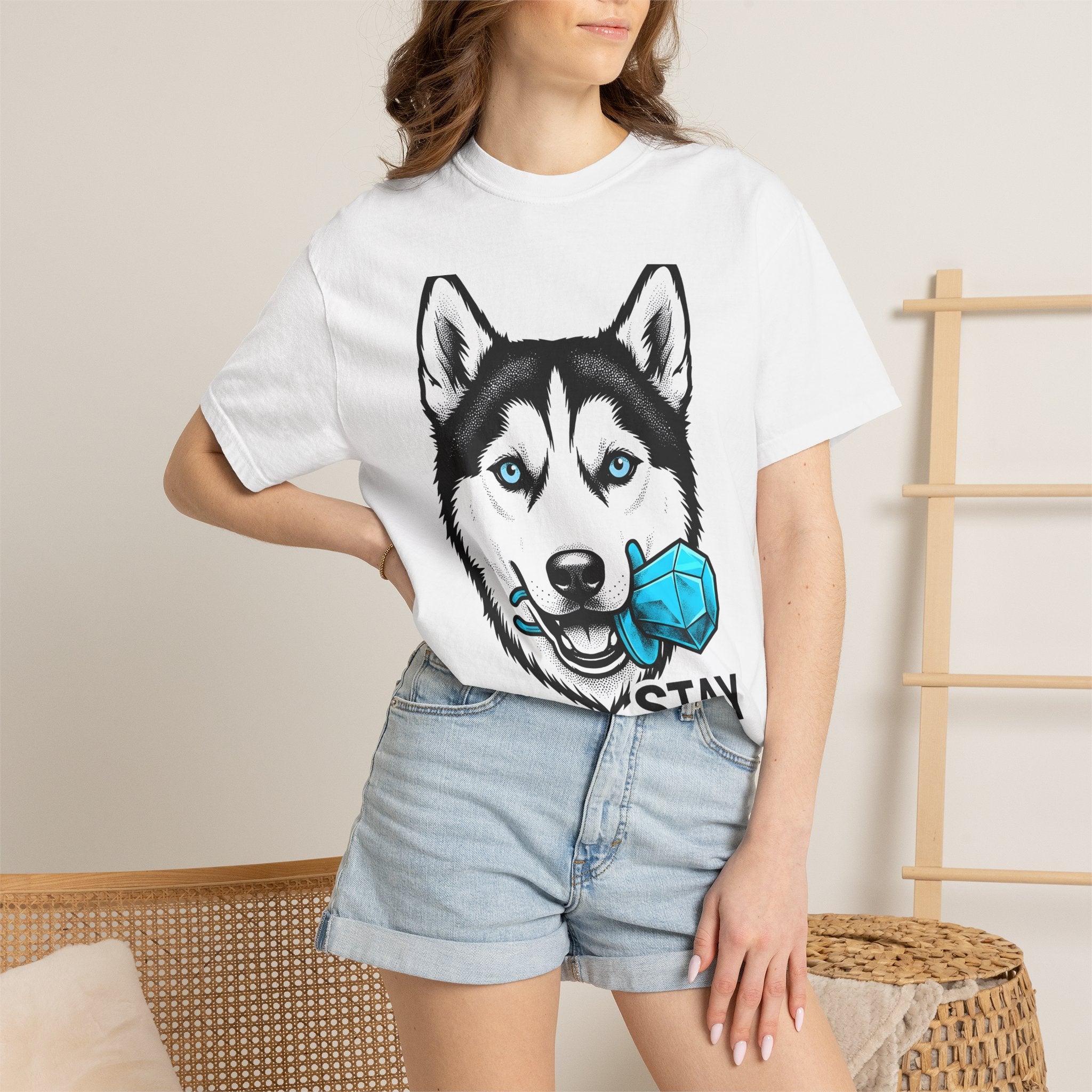 Husky Puppy Shirt Dog Wildlife Gift Women Old School Tee Siberian Husky T-Shirt Dog Fan Vintage Tshirt Wildlife Graphic Retro Frozen Block