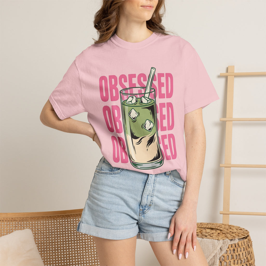 Iced Matcha Latte Shirt Drinks Foodie Gift Women Pop Art Tee Green Tea T-Shirt Beverage Fan Pop Art Tshirt Food Graphic Retro Ice Cubes