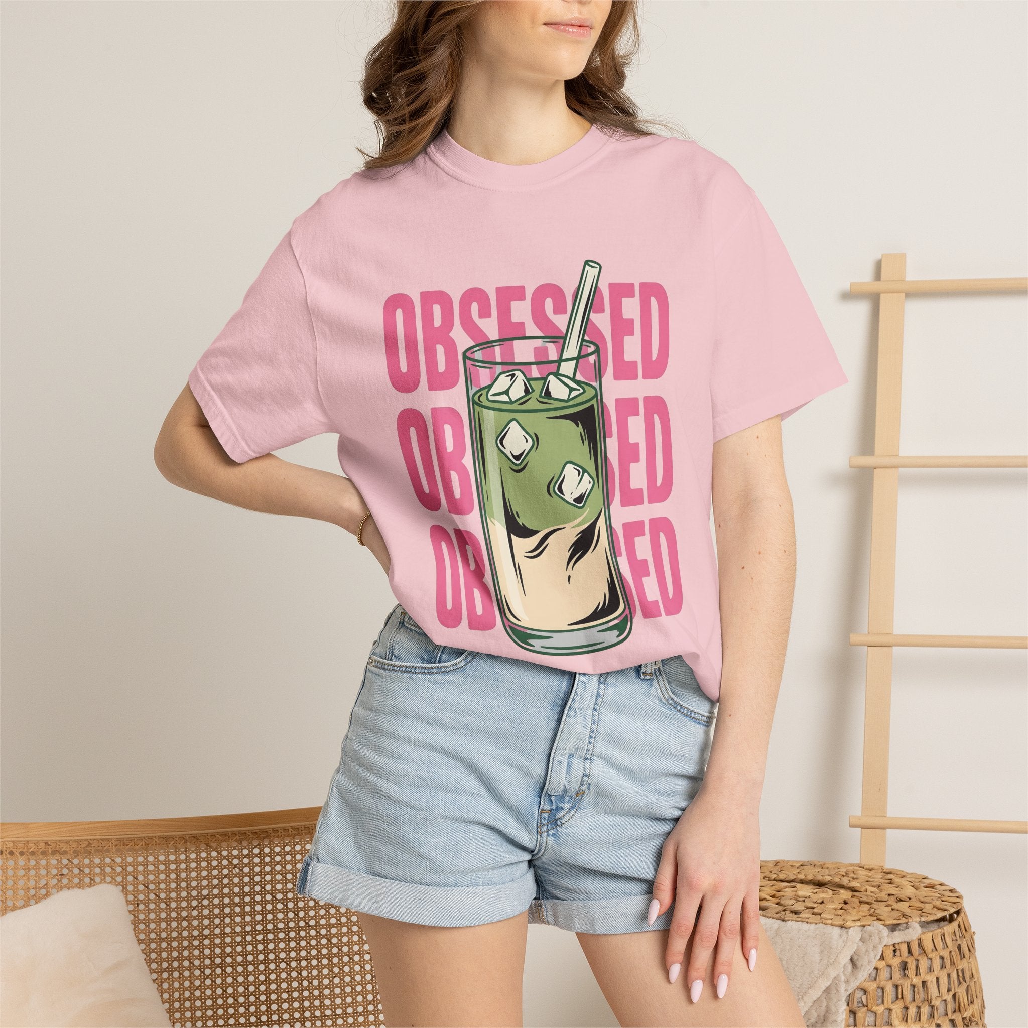 Iced Matcha Latte Shirt Drinks Foodie Gift Women Pop Art Tee Green Tea T-Shirt Beverage Fan Pop Art Tshirt Food Graphic Retro Ice Cubes