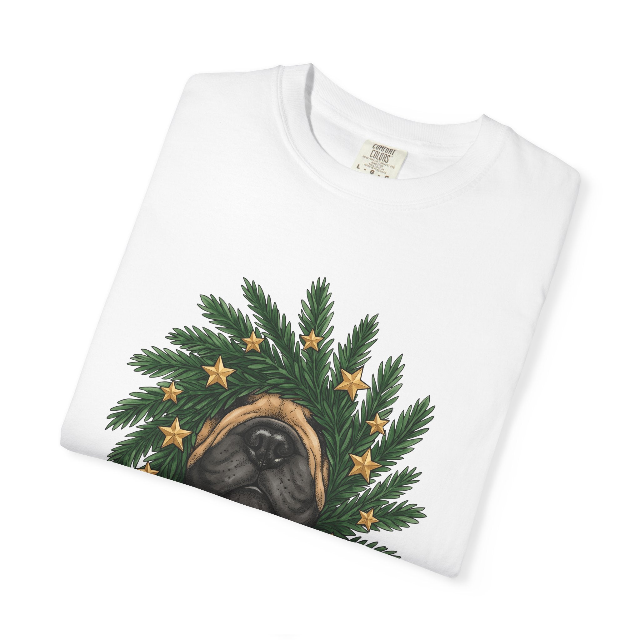 Canine Wreath Shirt Christmas Pets Gift Women Cartoon Tee Dog Wreath T-Shirt Xmas Fan Christmas Tshirt Animal Graphic Classic Shining Stars