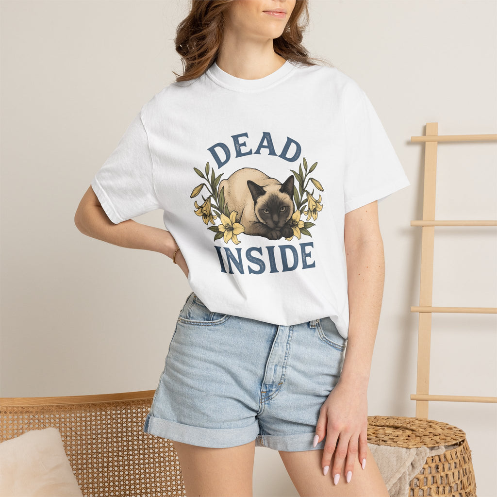 Siamese Pet Shirt Cat Plant Gift Women Antique Tee Cat T-Shirt Feline Fan Sarcastic Tshirt Floral Graphic Outline Blossom Tshirt