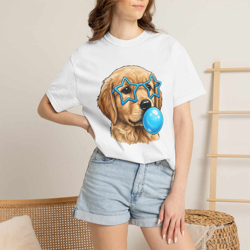 Golden Retriever Pet Shirt Dog Fun Gift Women Caricature Tee Retriever T-Shirt Dog Fan Cartoon Tshirt Funny Graphic Line Art Eyewear Tshirt