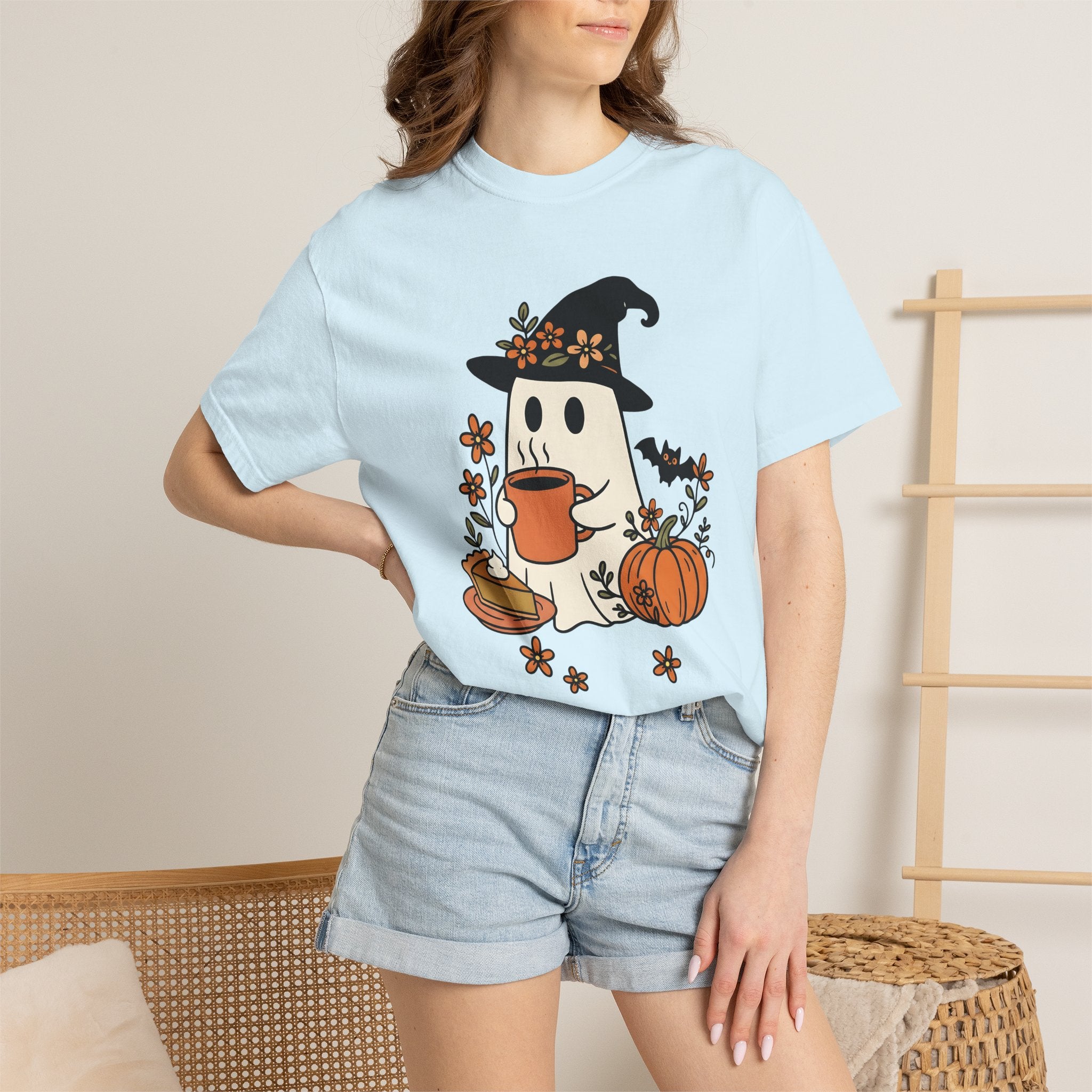 Phantom Witch Shirt Halloween Harvest Gift Women Cartoon Tee Witch T-Shirt Halloween Fan Cartoon Tshirt Autumn Graphic Doodle Gourd Tshirt