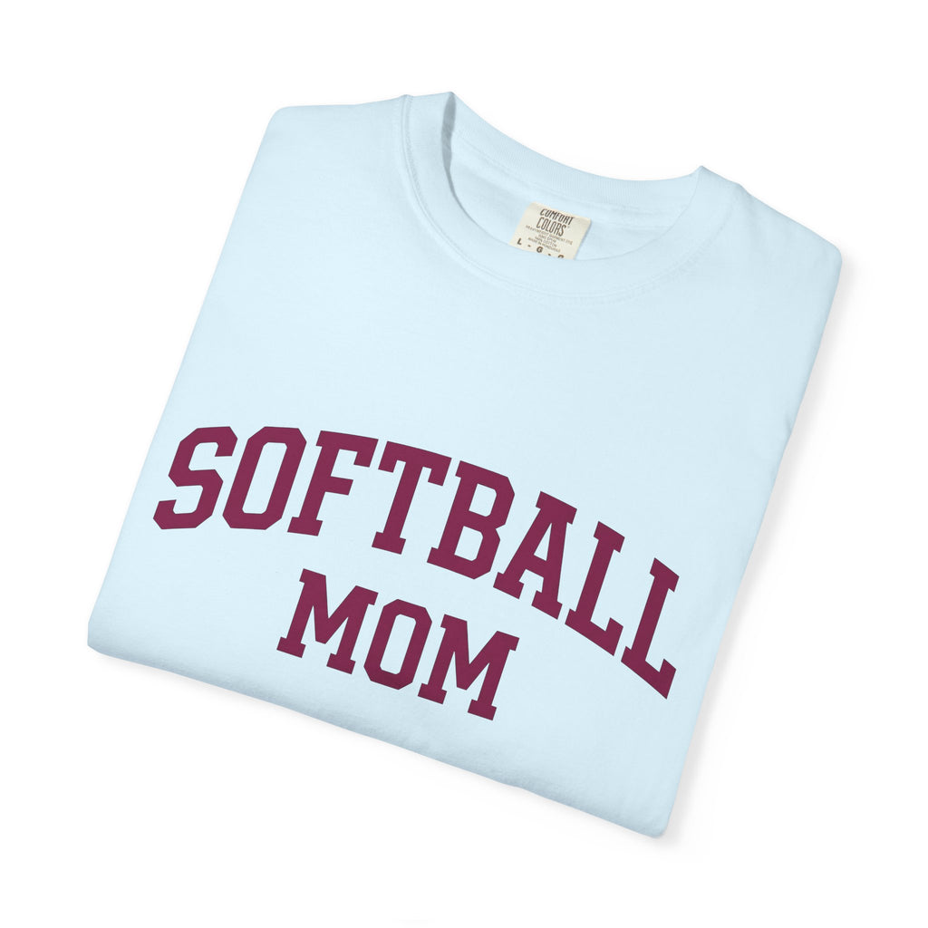 Varsity Font Shirt Softball Mom Recreation Gift Women Thick Tee Lettering T-Shirt Mom Fan Typography Tshirt Leisure Graphic Classic