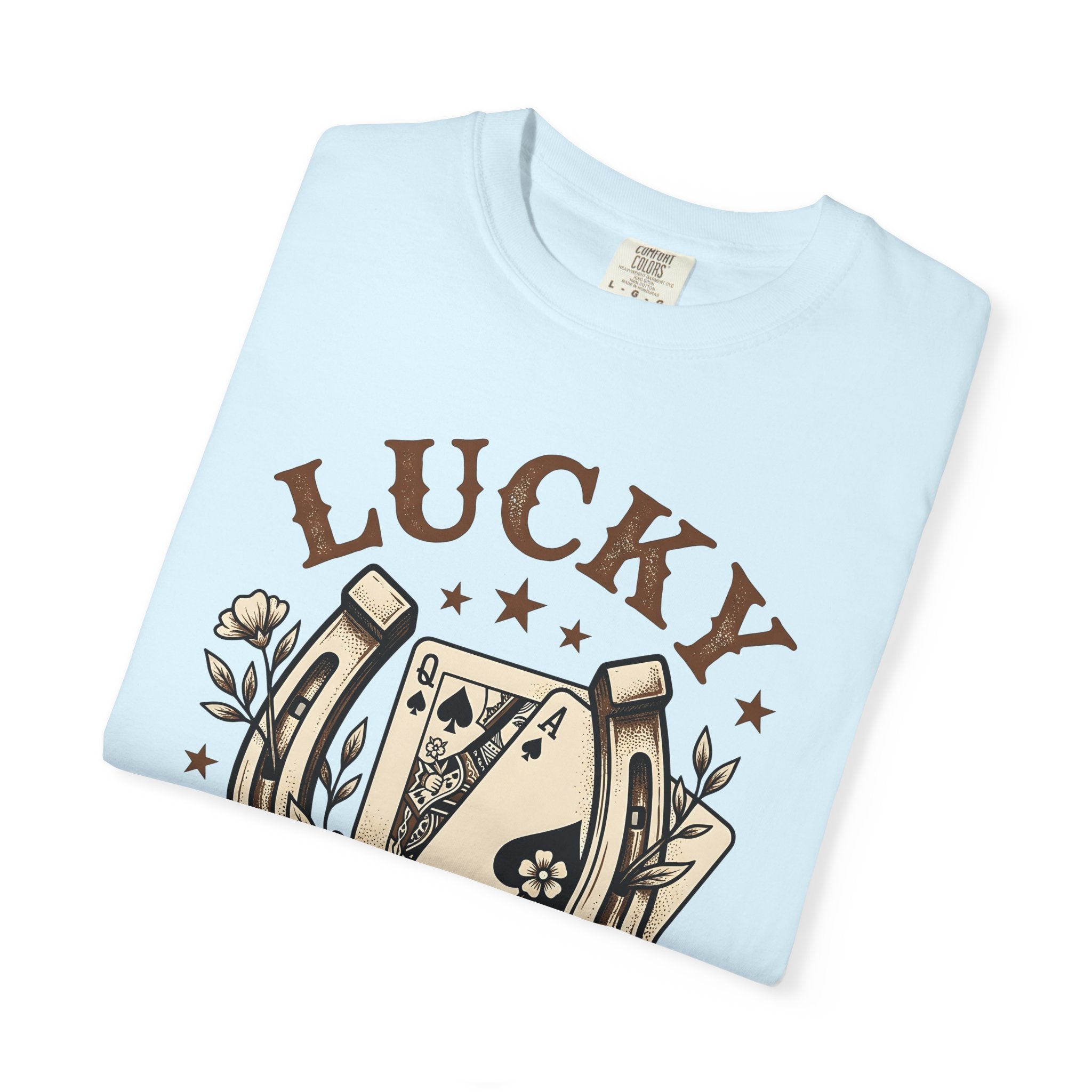 Horseshoe Poker Cards Shirt Cowgirl Betting Gift Women Sketch Tee Playing Cards T-Shirt Rodeo Fan Hand Drawn Tshirt Wagering Graphic Cartoon