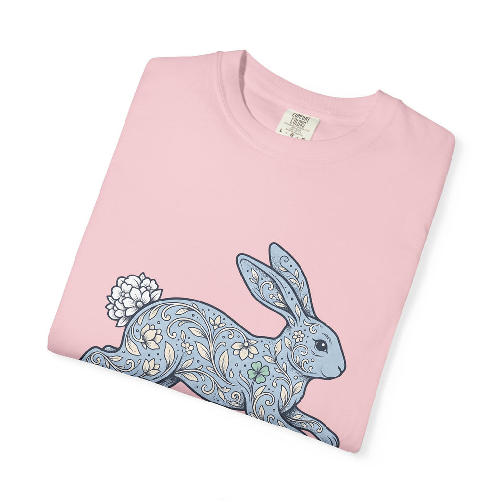 Flower Rabbit Shirt Easter Pet Gift Women Rustic Tee Bunny T-Shirt Easter Fan Hare Tshirt Animal Graphic Retro Bloom Tshirt