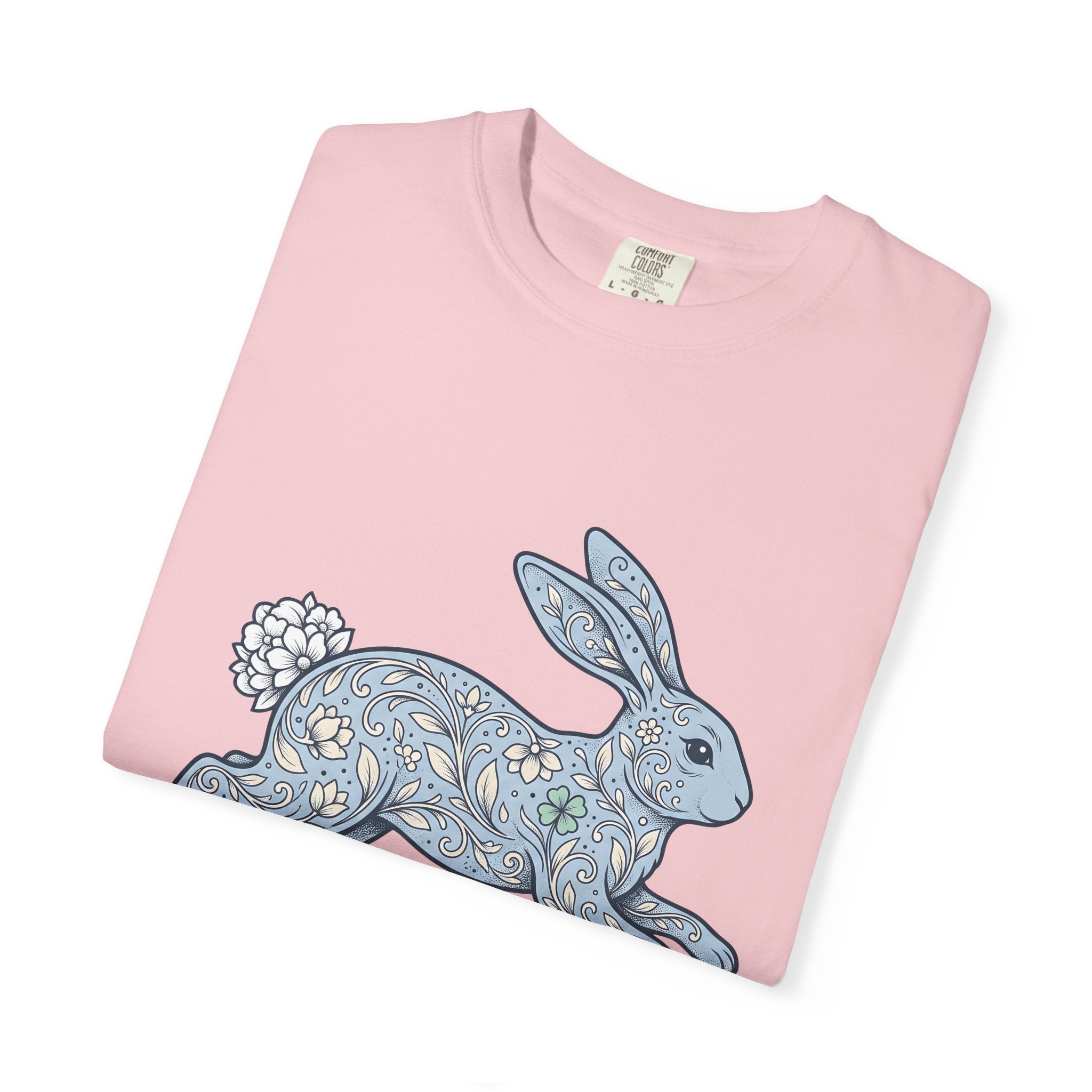 Flower Rabbit Shirt Easter Pet Gift Women Rustic Tee Bunny T-Shirt Easter Fan Hare Tshirt Animal Graphic Retro Bloom Tshirt