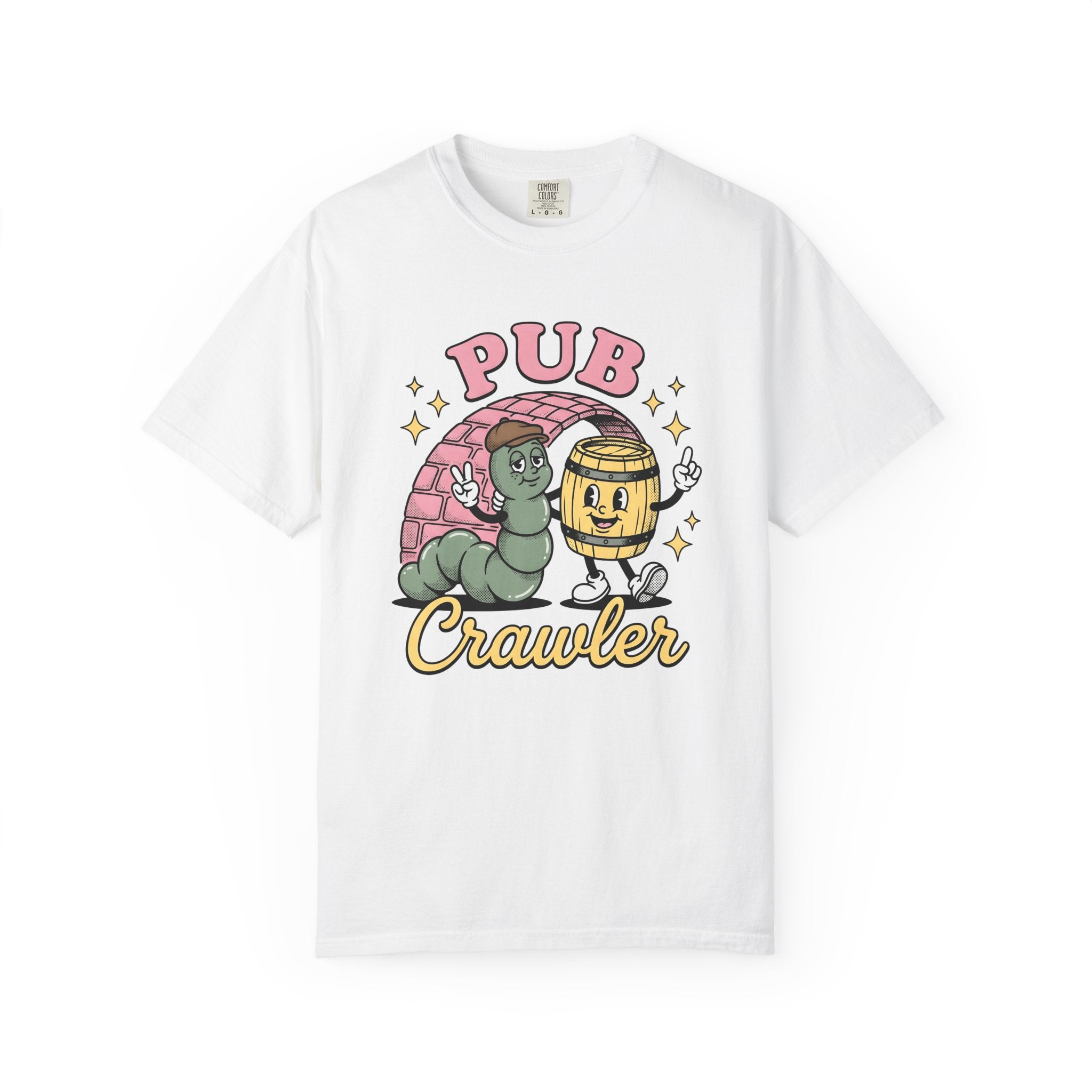 Cartoon Worm Barrel Shirt St Patrick's Day Beverages Gift Women Line Art Tee Worm T-Shirt Luck Fan Illustrated Tshirt Drink Design Cartoon