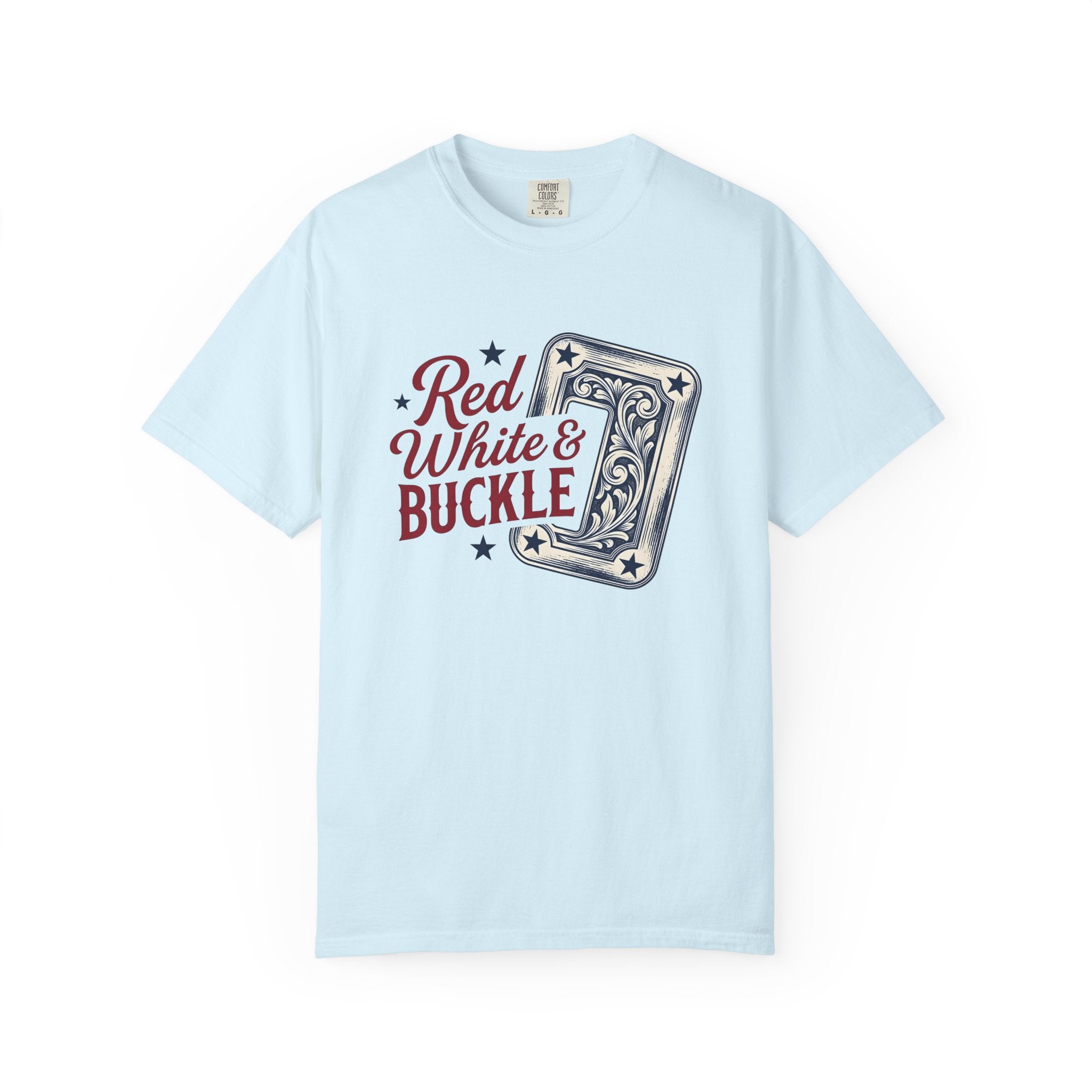 Cowboy Belt Buckle Shirt 4th Of July Rodeo Gift Women Rustic Tee Belt Buckle T-Shirt Patriot Fan Western Tshirt Rodeo Graphic Throwback Star