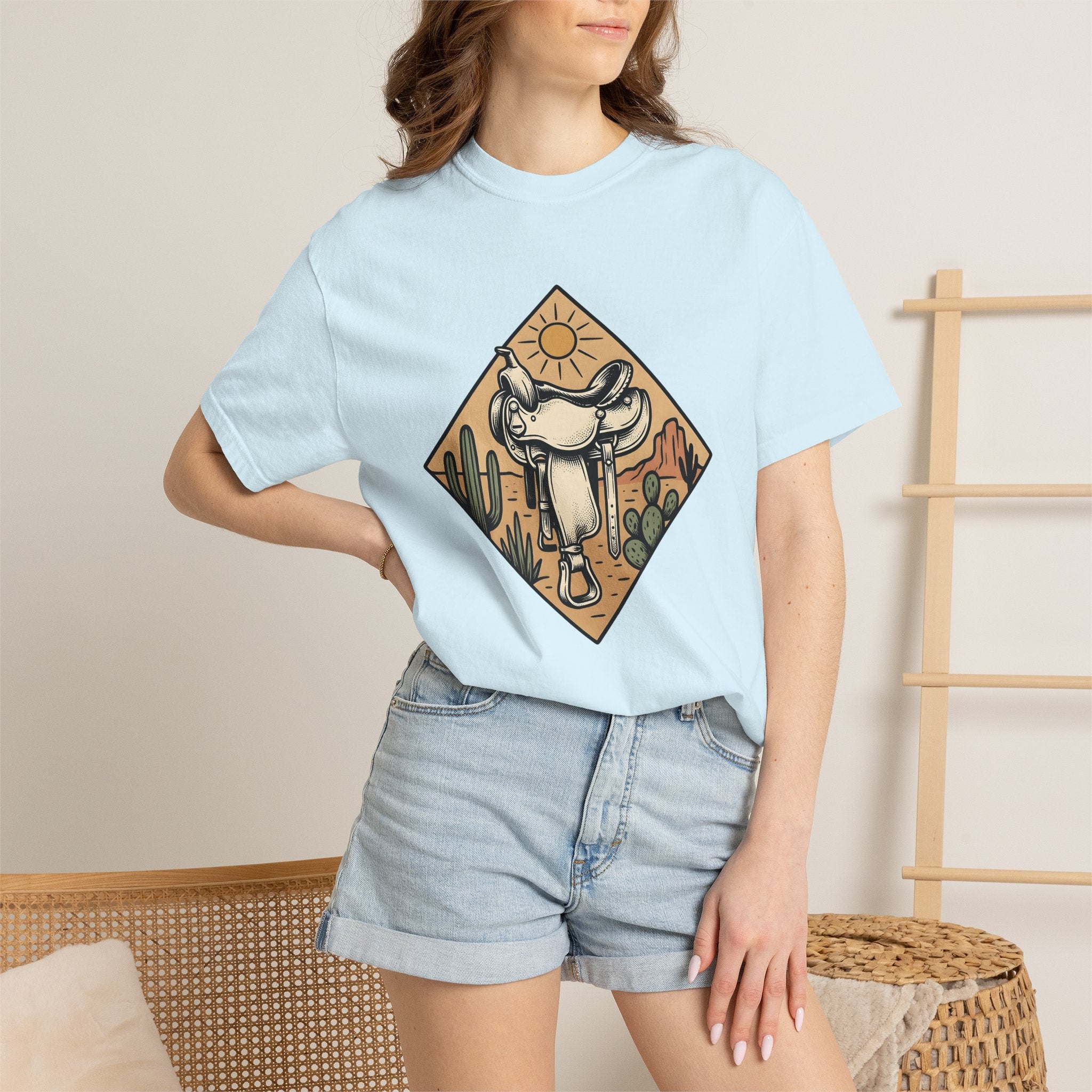 Leather Saddle Shirt Cowgirl Cowboy Gift Women Classic Tee Saddle T-Shirt Rodeo Fan Western Tshirt Cowboy Graphic Line Art Succulents Tshirt