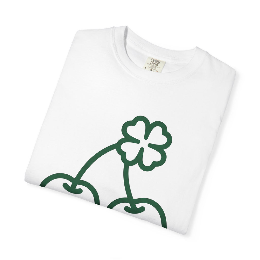 Clover Cherry Shirt St. Patrick's Day Talisman Gift Women Basic Tee Cherry T-Shirt Luck Fan Simple Tshirt Amulet Graphic Sketch Lucky Leaf