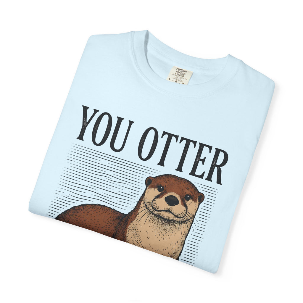 Otter Art Shirt Funny Fauna Gift Women Line Art Tee Otter T-Shirt Humor Fan Minimalist Tshirt Wildlife Graphic Cartoon Timber Texture Tshirt