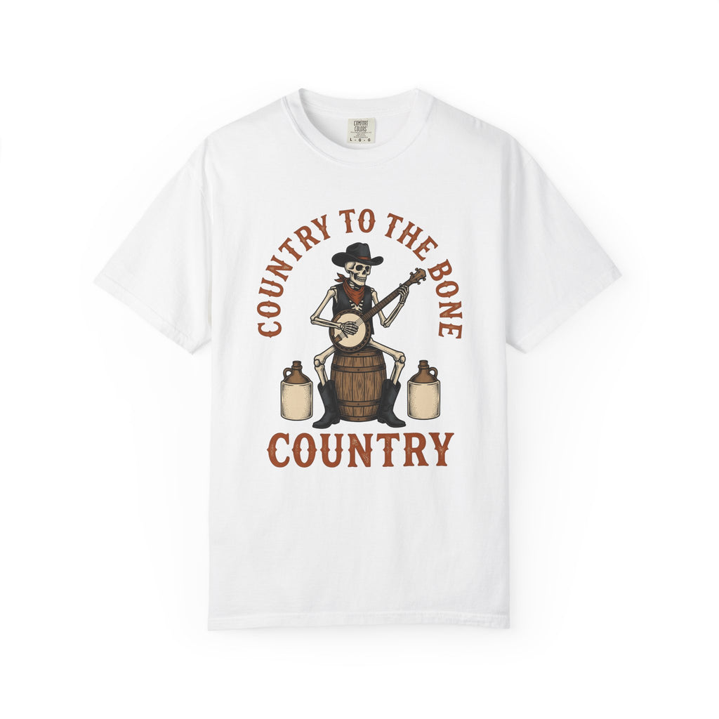 Bone Cowboy Shirt Halloween Rustic Gift Women Antique Tee Skeleton T-Shirt Horror Fan Vintage Tshirt Country Graphic Cartoon Acoustic Guitar