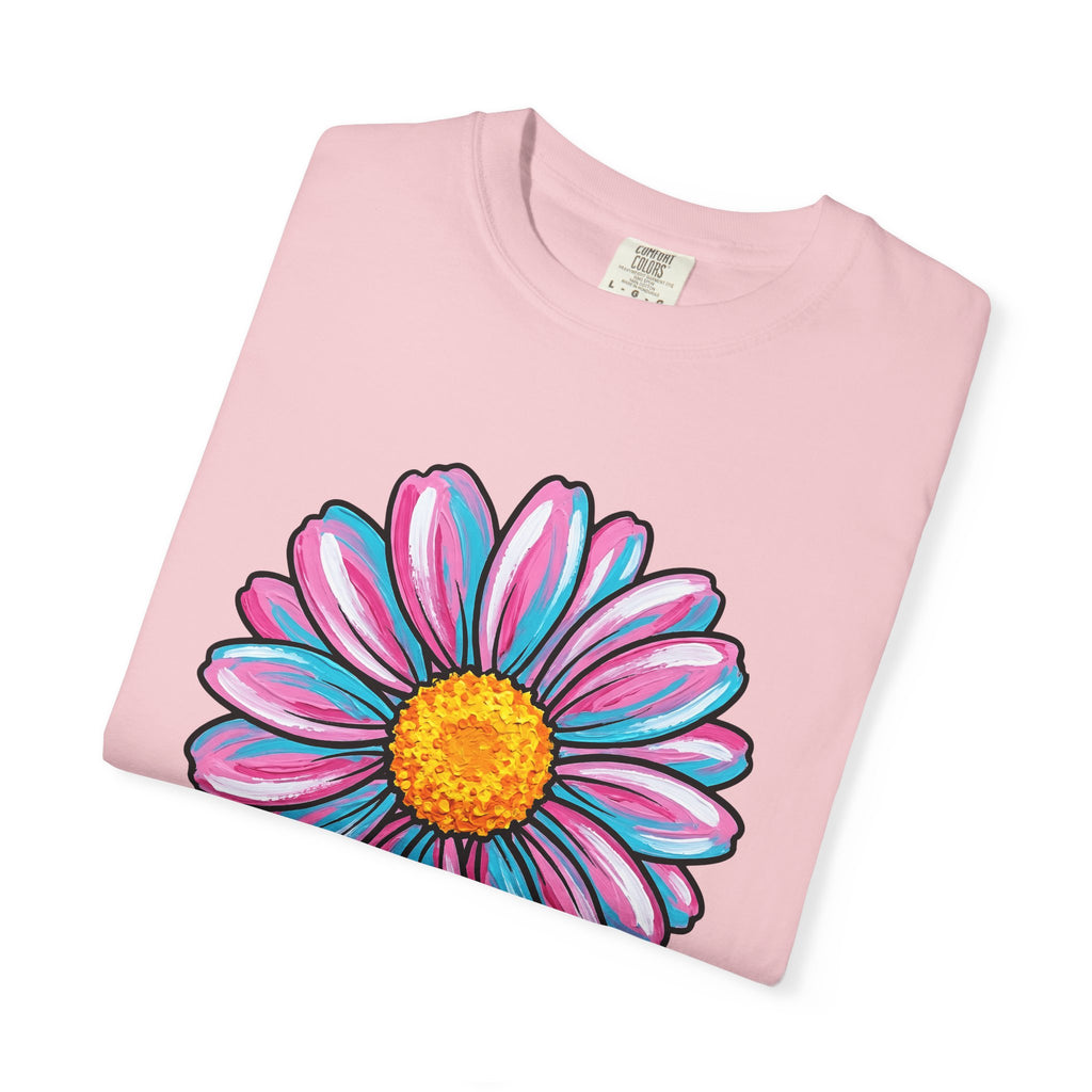 Daisy Blossom Shirt Easter Garden Gift Women Bright Tee Flower T-Shirt Spring Fan Floral Tshirt Yard Graphic Ink Drawing Petal Detail Tshirt
