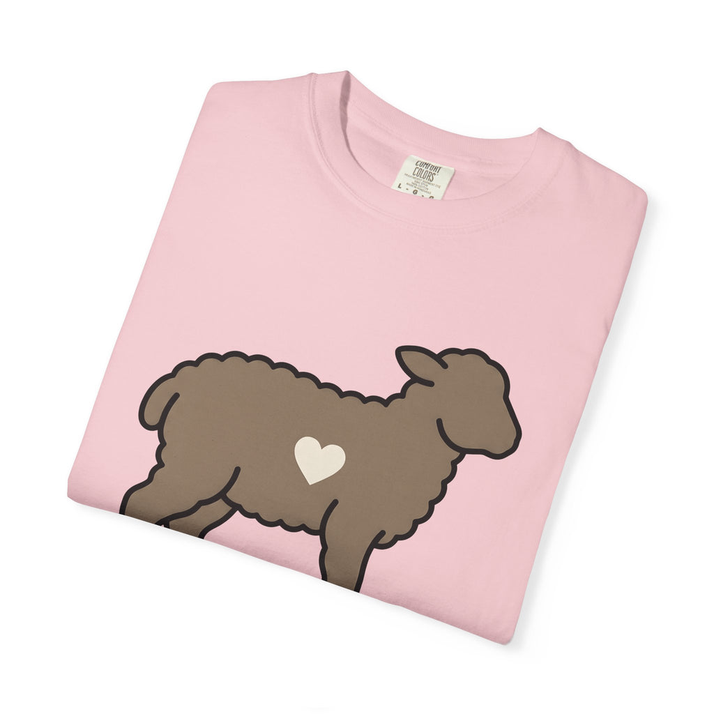 Lamb Shirt Easter Creatures Gift Women Sweet Tee Sheep T-Shirt Spring Fan Lamb Graphic Tshirt Clean Heart Shape Tshirt