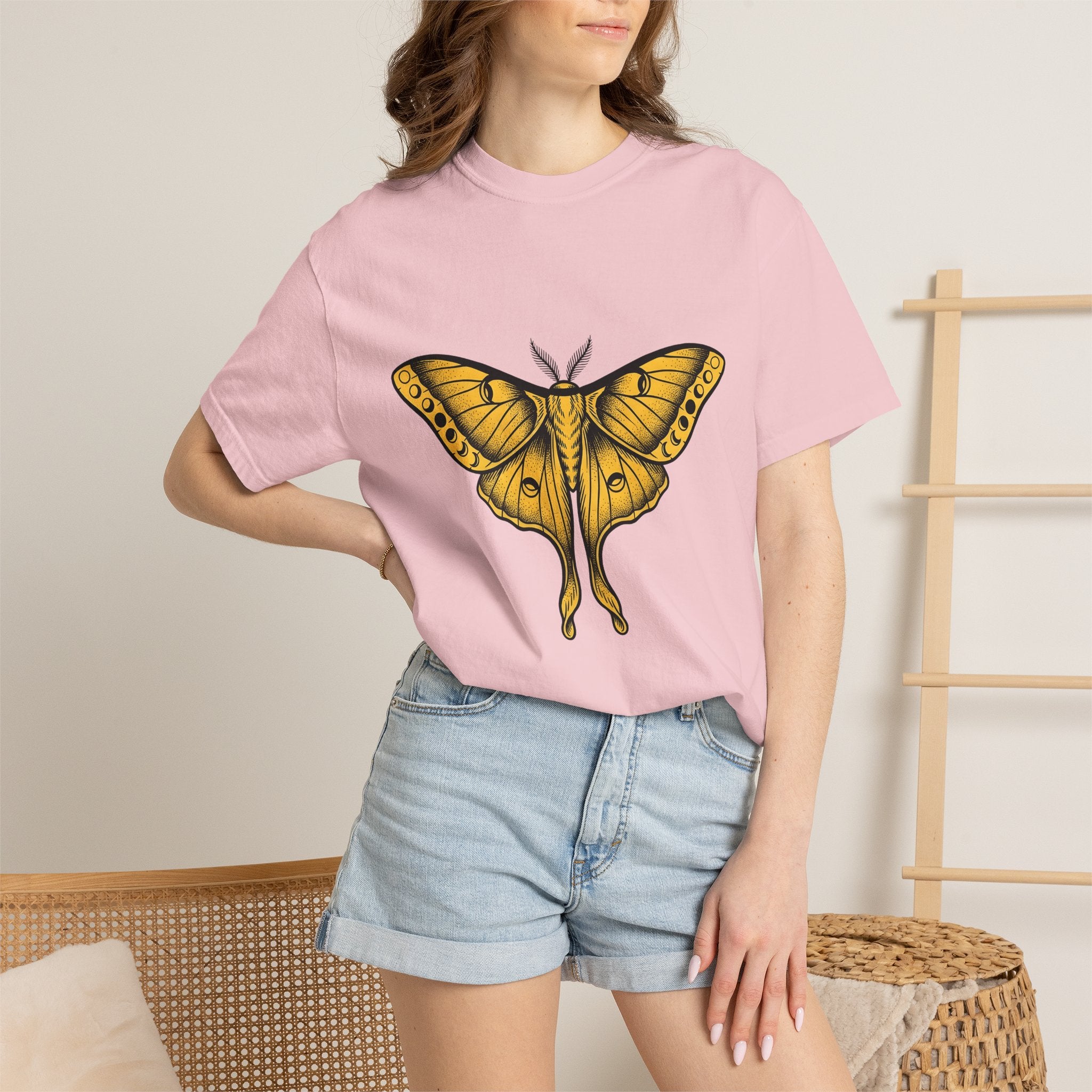 Night Moth Shirt Boho Chic Wildlife Gift Women Sketch Tee Moth T-Shirt Bohemian Fan Illustrated Tshirt Wildlife Graphic Hand Drawn Moon
