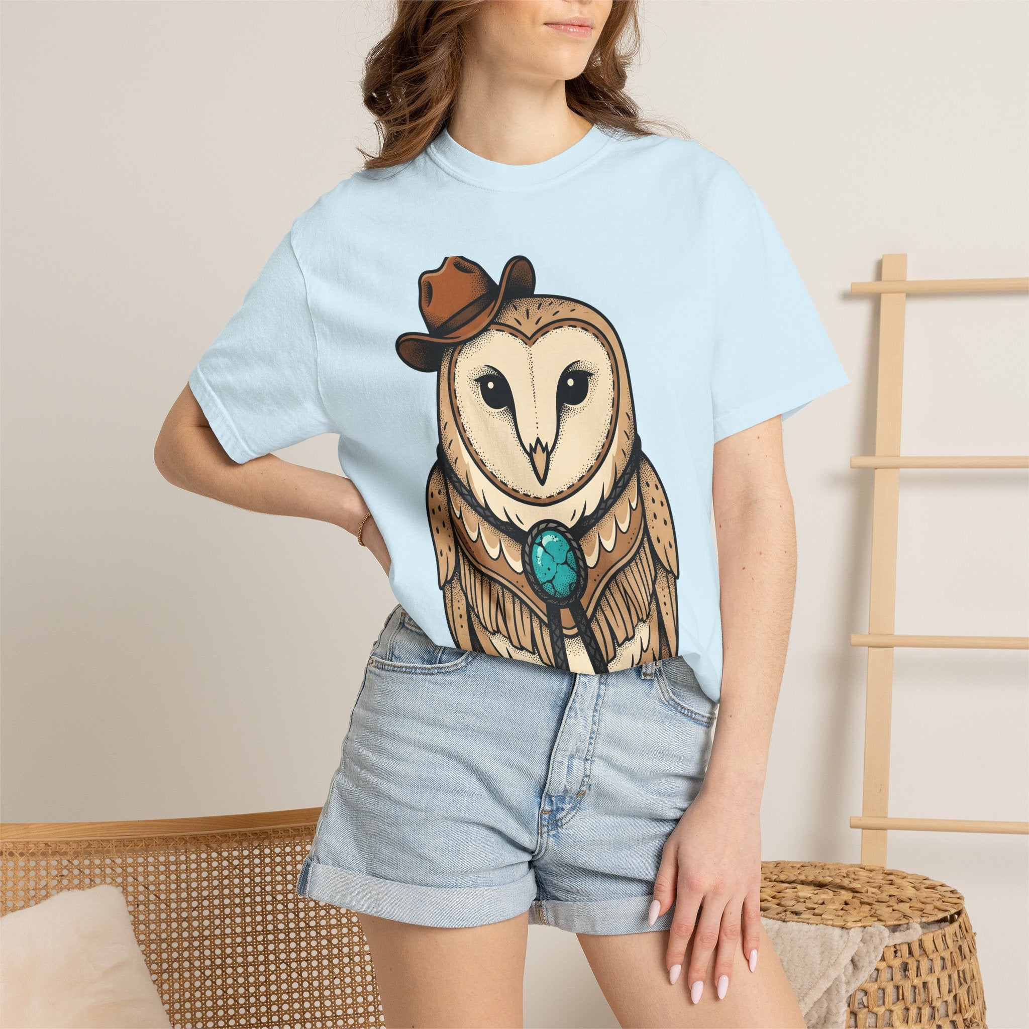 Owl Hat Western Shirt Cowgirl Cowboy Gift Women Line Art Tee Western Hat T-Shirt Rodeo Fan Minimalist Tshirt Cowboy Graphic Classic