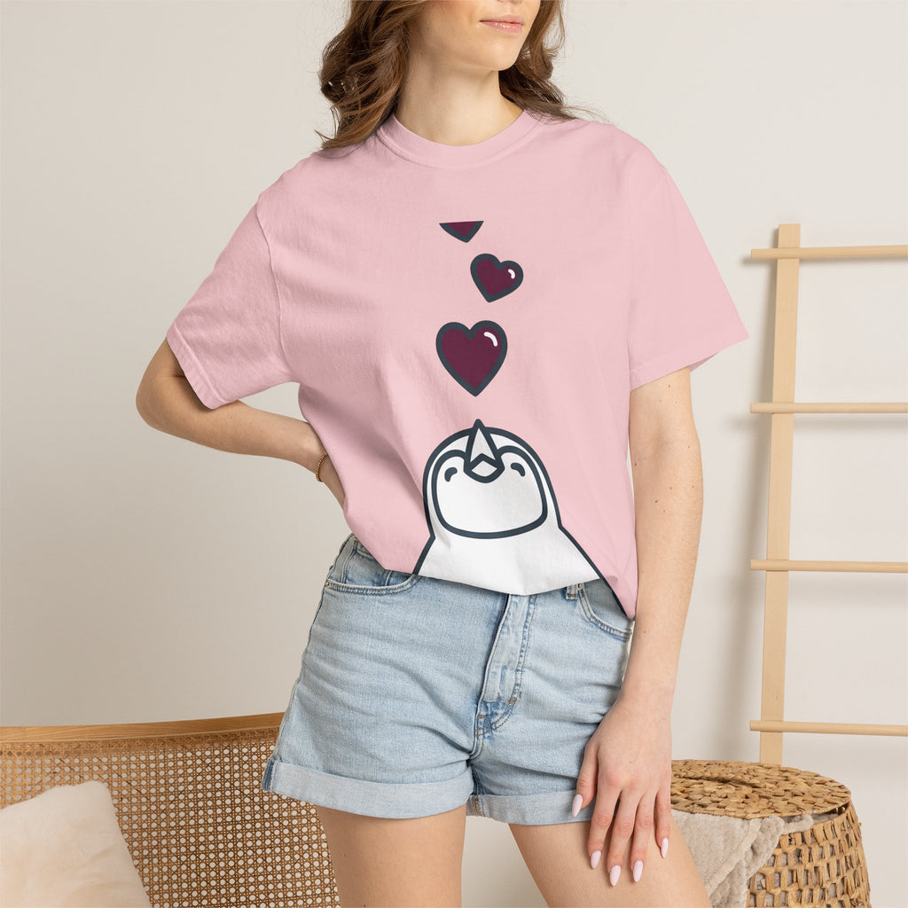Penguin Art Shirt Animals Passion Gift Women Lovable Tee Penguin T-Shirt Wildlife Fan Cute Tshirt Love Graphic Sleek Heart Icons Tshirt
