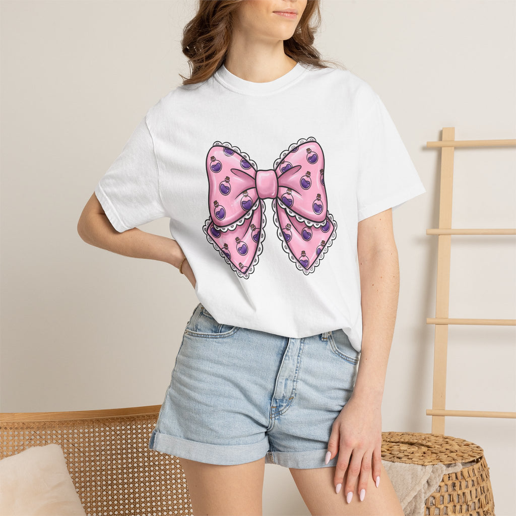Magic Bow Shirt Halloween Sorcery Gift Women Cute Tee Bow T-Shirt Spooky Fan Kawaii Tshirt Magic Graphic Comic Trim Tshirt
