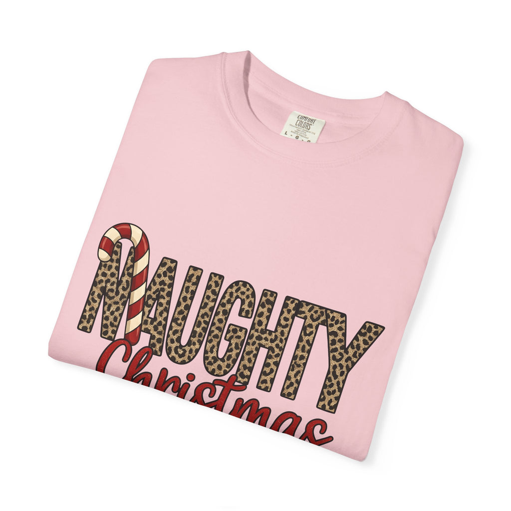 Leopard Print Text Shirt Christmas Holiday Gift Women Glitter Tee Animal Print T-Shirt Xmas Fan Sparkly Tshirt Seasonal Graphic Modern Candy
