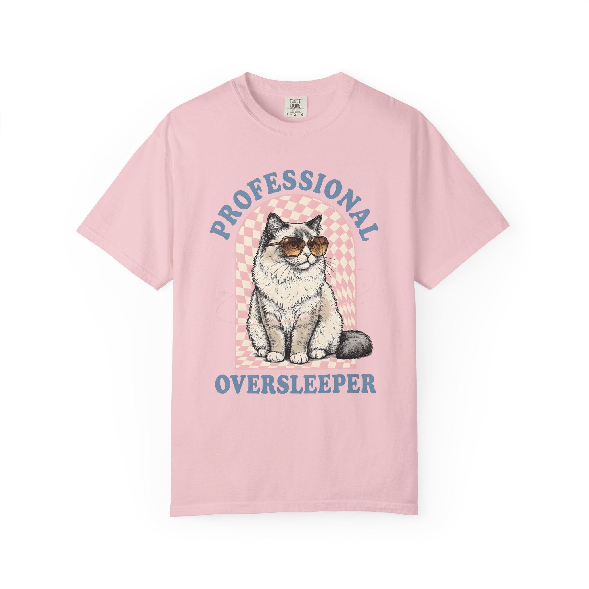 Cat Sunglasses Shirt Cat Humor Gift Women Vintage Tee Kitty T-Shirt Feline Fan Cool Tshirt Funny Graphic Hand Drawn Checkerboard Tshirt