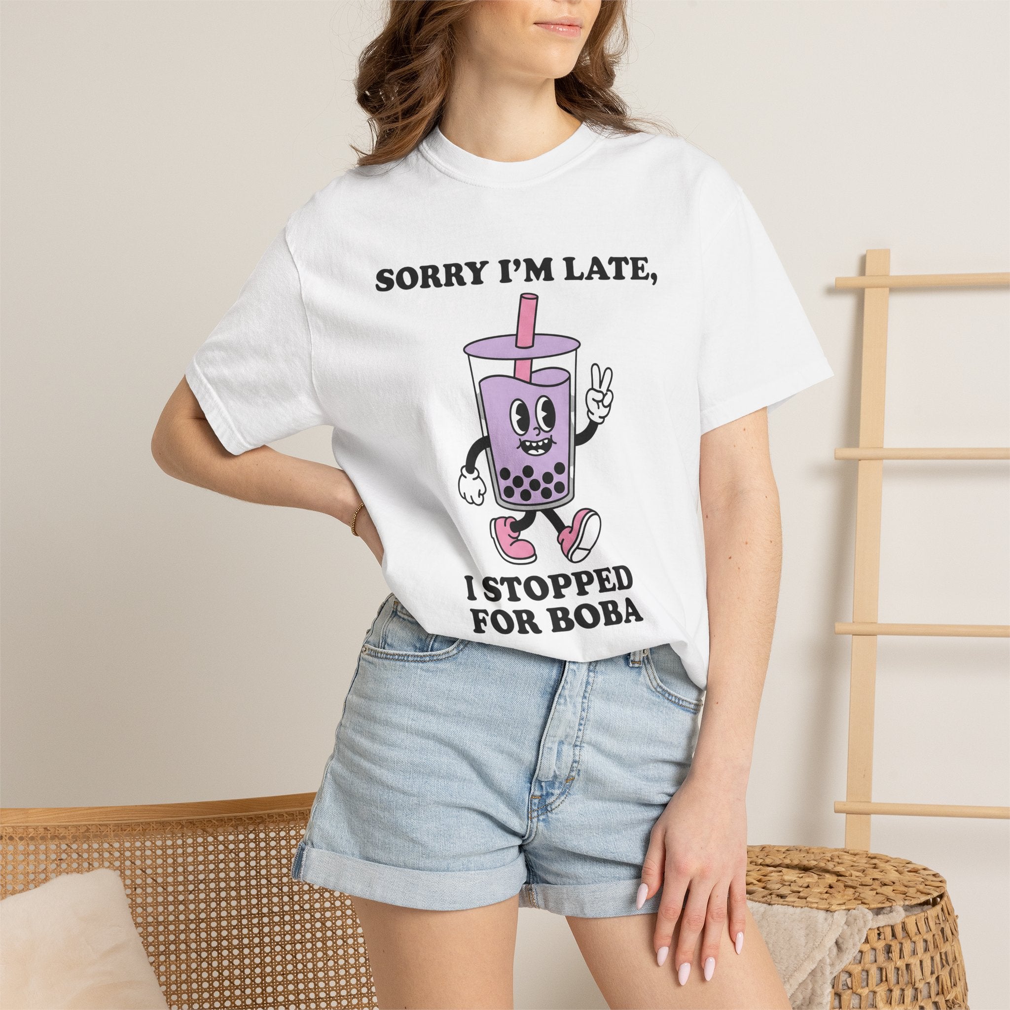 Bubble Tea Cartoon Shirt Drinks Humor Gift Women Comic Tee Boba T-Shirt Beverage Fan Cartoon Tshirt Funny Graphic Vintage Victory Hand