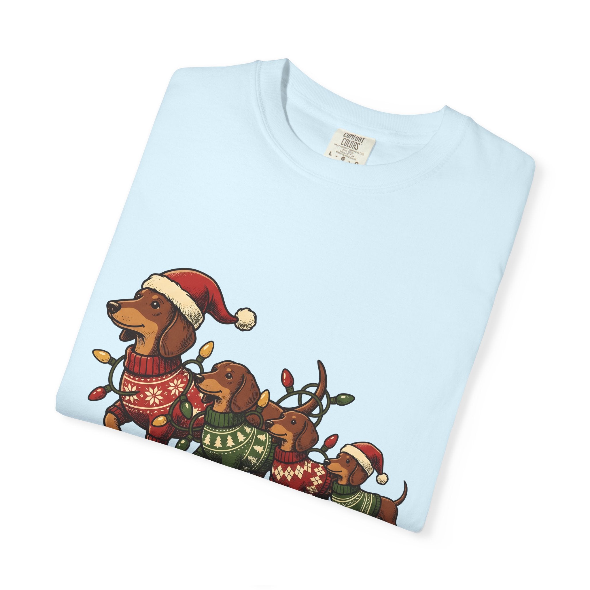Miniature Dachshunds Shirt Christmas Animals Gift Women Hand Drawn Tee Wiener Dog T-Shirt Christmas Fan Doodle Tshirt Creature Graphic