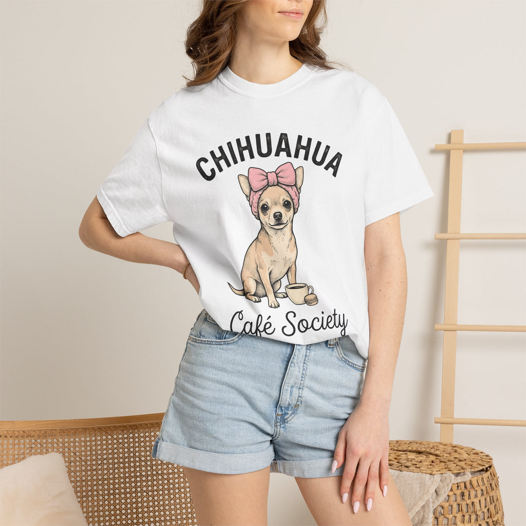 Tiny Chihuahua Shirt Dog Cafe Gift Women Line Art Tee Puppy T-Shirt Dog Fan Minimalist Tshirt Coffee Graphic Classic Coffee Mug Tshirt