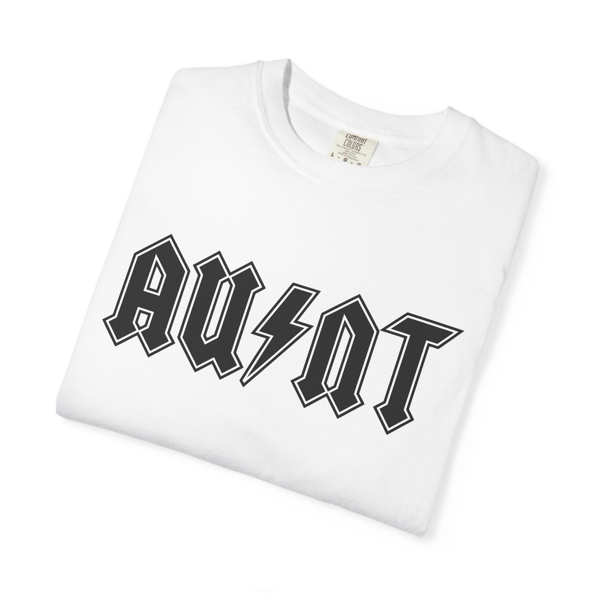 Bold Script Shirt Aunt Audio Gift Women Metal Tee Calligraphy T-Shirt Auntie Fan Gothic Tshirt Sound Graphic Old School Flash Bolt Tshirt