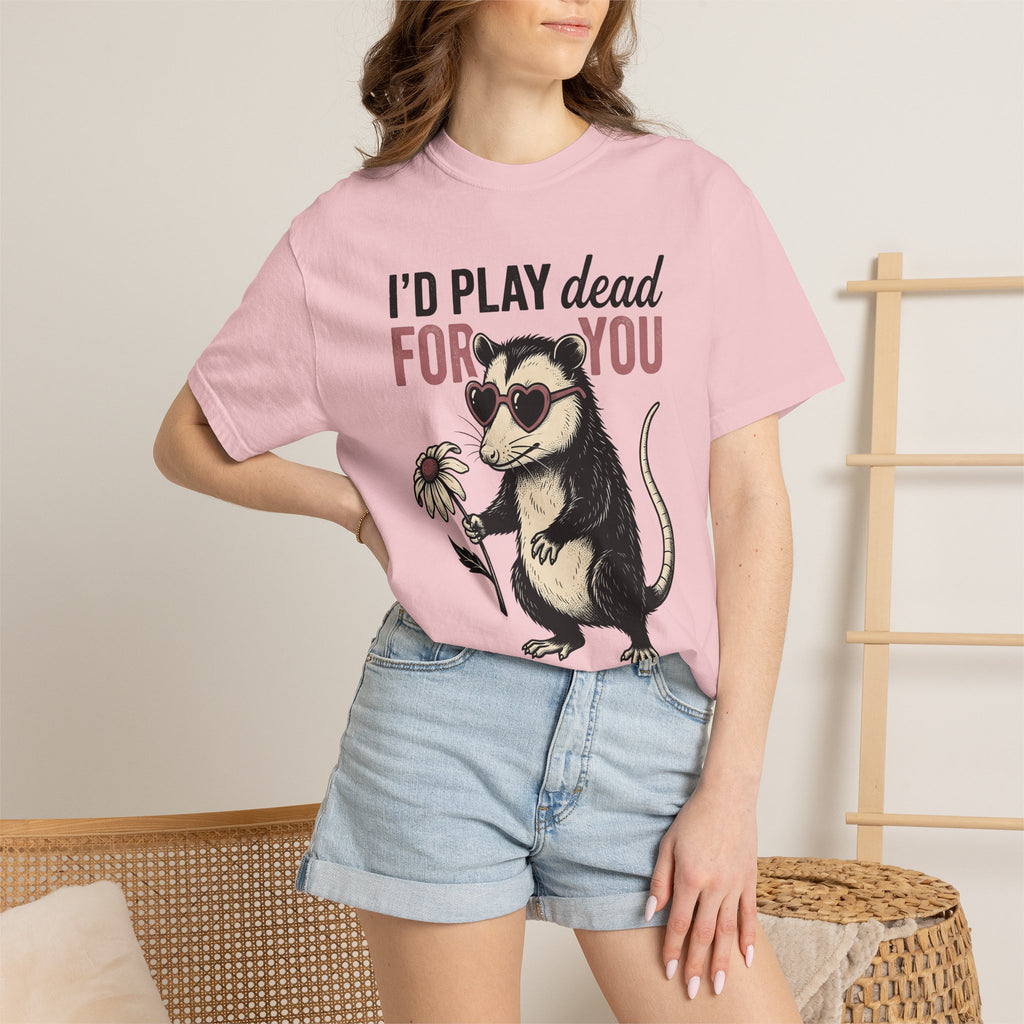 Possum Graphic Shirt St. Valentines Day Animal Gift Women Vintage Tee Opossum T-Shirt Valentine Fan Retro Tshirt Creature Graphic Hand Drawn