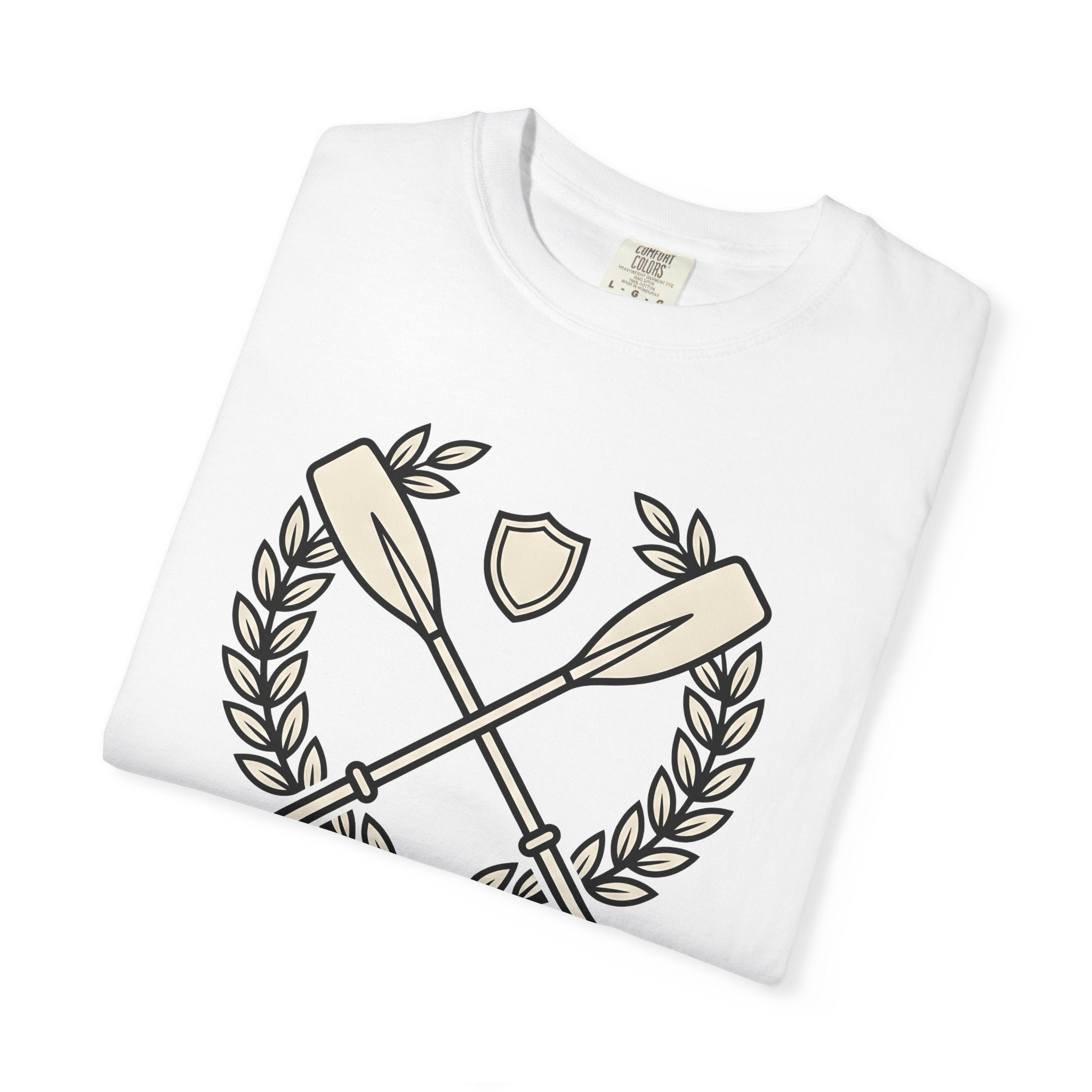 Crossed Paddles Shirt Rowing Squad Gift Women Line Art Tee Oars T-Shirt Rower Enthusiast Illustration Graphic Hand Drawn Wreath Circle