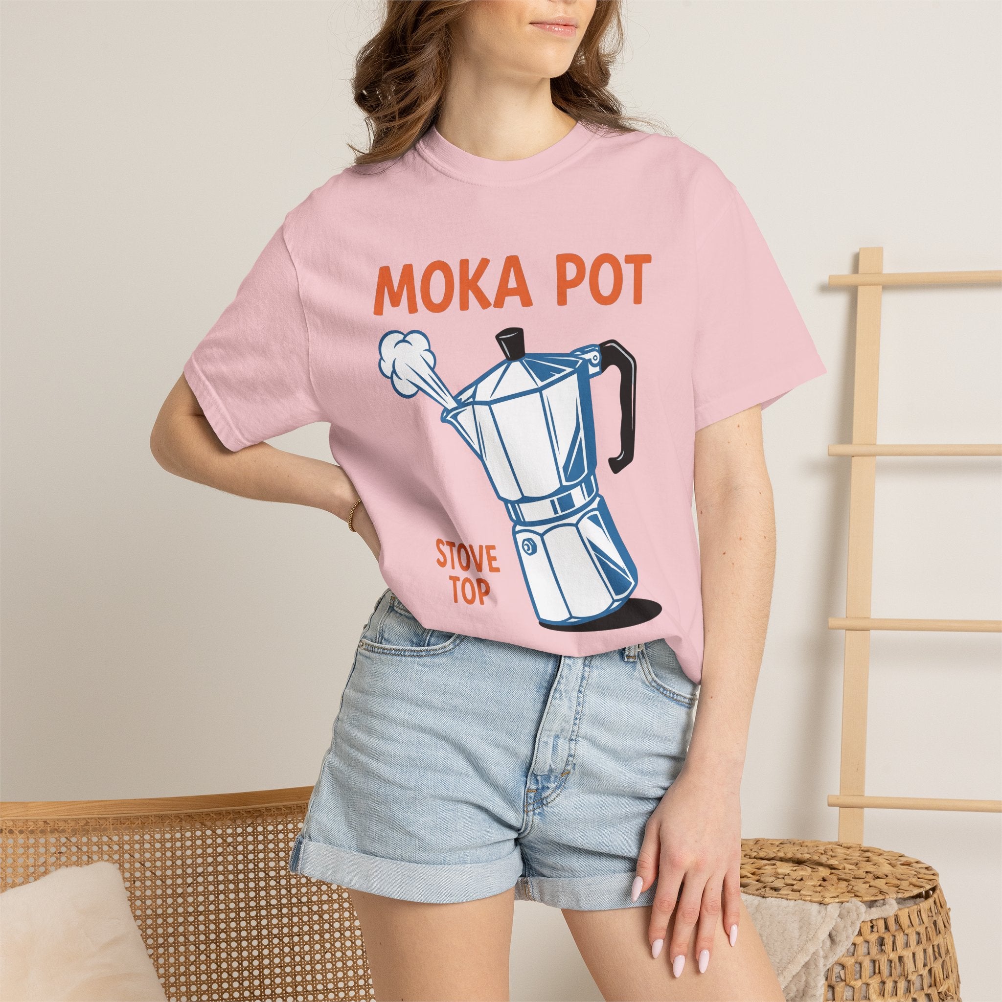 Moka Pot Shirt Coffee Kitchen Gift Women Line Art Tee Stovetop Coffee T-Shirt Coffee Fan Minimalist Tshirt Cooking Graphic Retro Steam