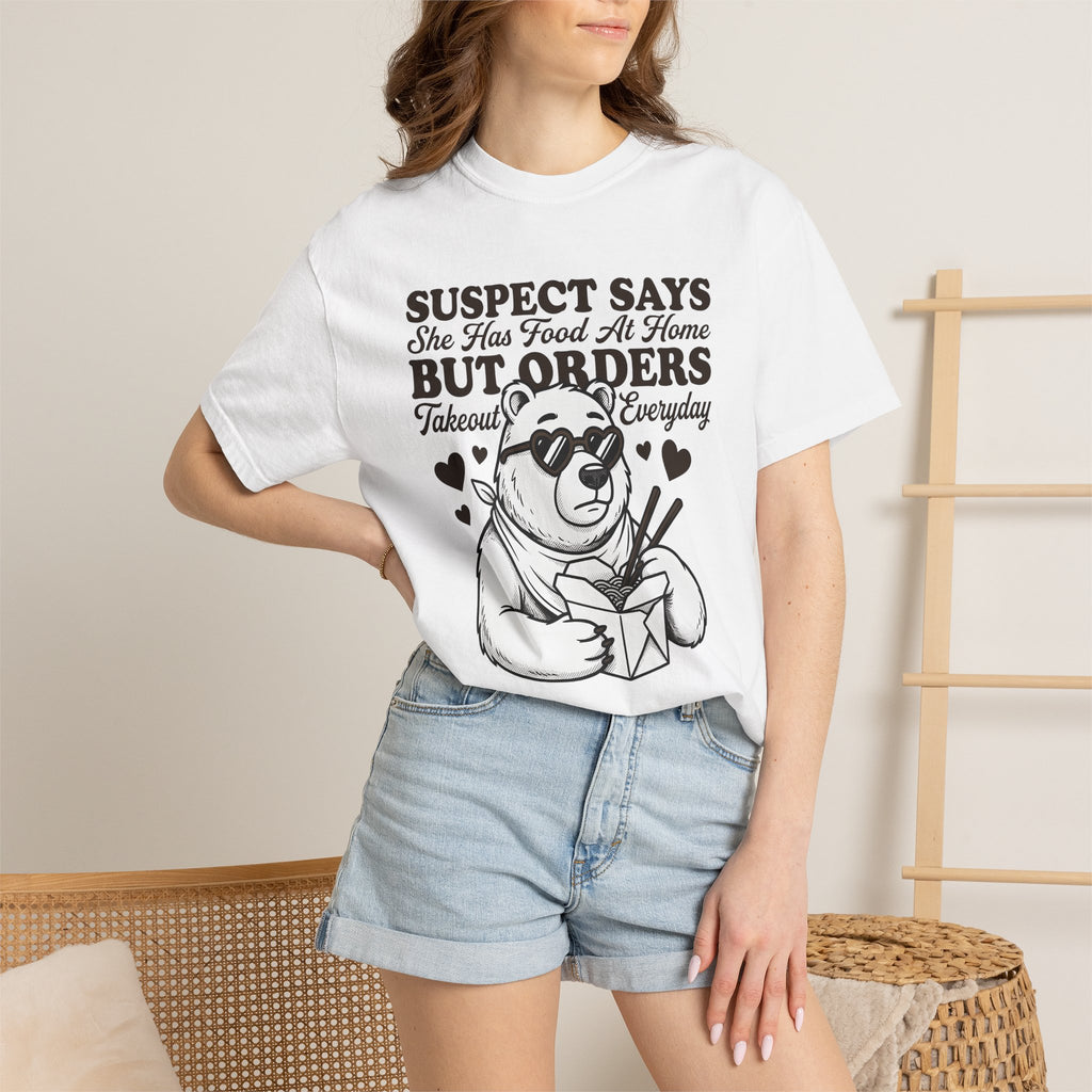 Bear Takeout Shirt Funny Animal Gift Women Cartoon Tee Bear T-Shirt Humor Fan Comic Tshirt Creature Graphic Retro Sunglasses Tshirt