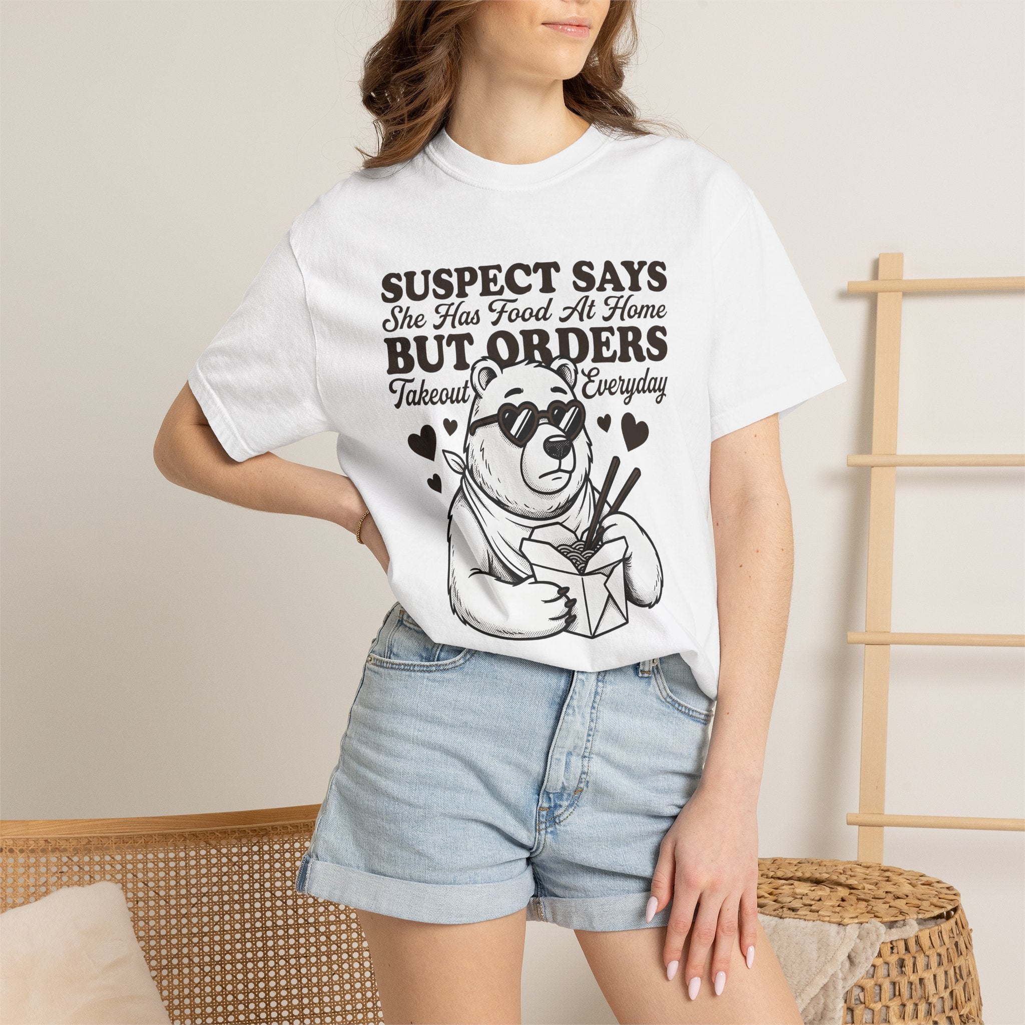 Bear Takeout Shirt Funny Animal Gift Women Cartoon Tee Bear T-Shirt Humor Fan Comic Tshirt Creature Graphic Retro Sunglasses Tshirt