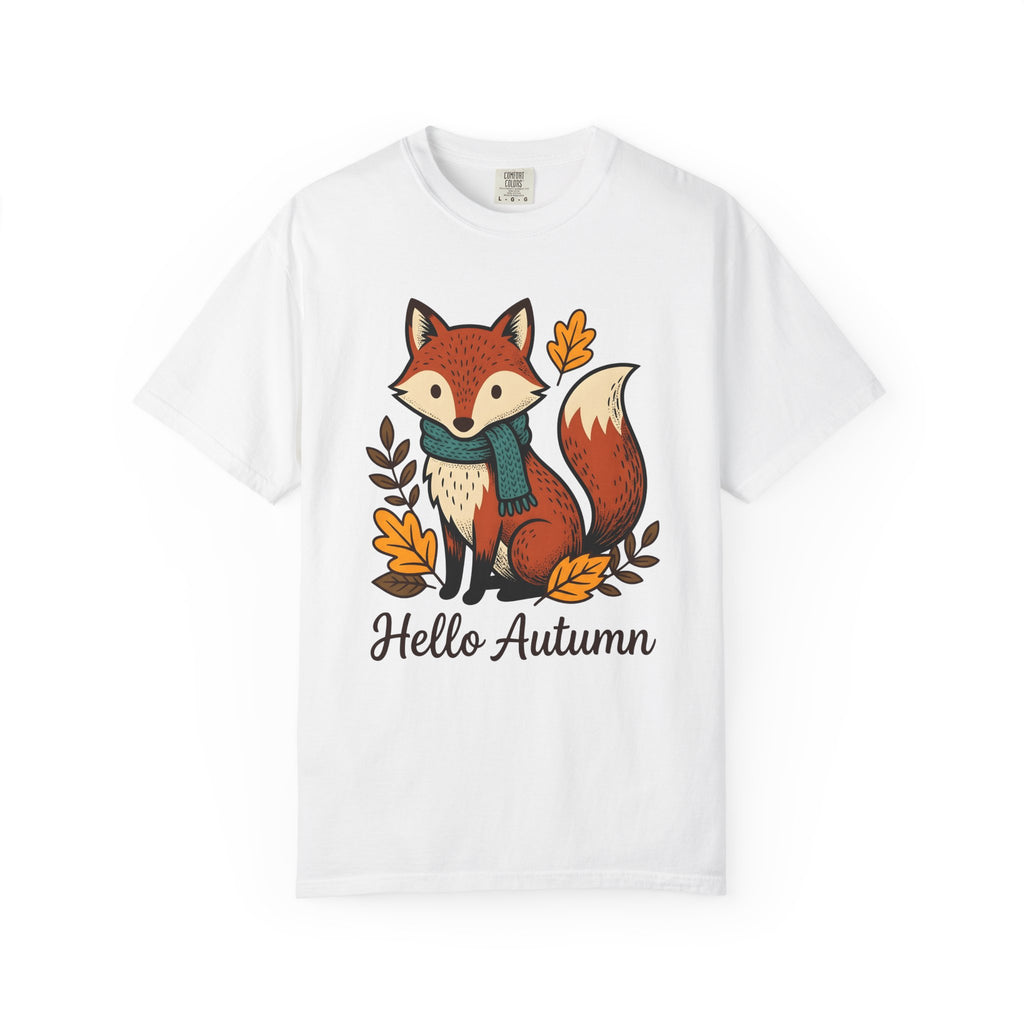 Fox Shirt Autumn Fauna Gift Women Adorable Tee Vixen T-Shirt Fall Fan Cute Tshirt Wildlife Graphic Doodle Maple Leaves Tshirt