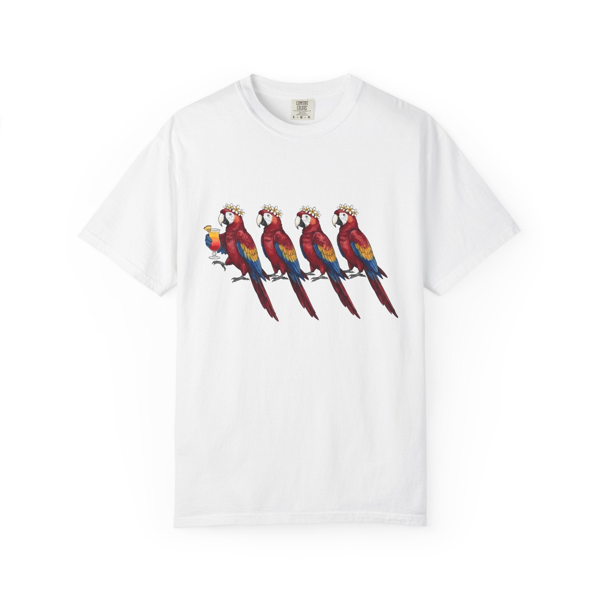 Exotic Bird Shirt Animals Rainforest Gift Women Retro Tee Parrot T-Shirt Wildlife Fan Vintage Tshirt Jungle Graphic Ink Cocktail Glass