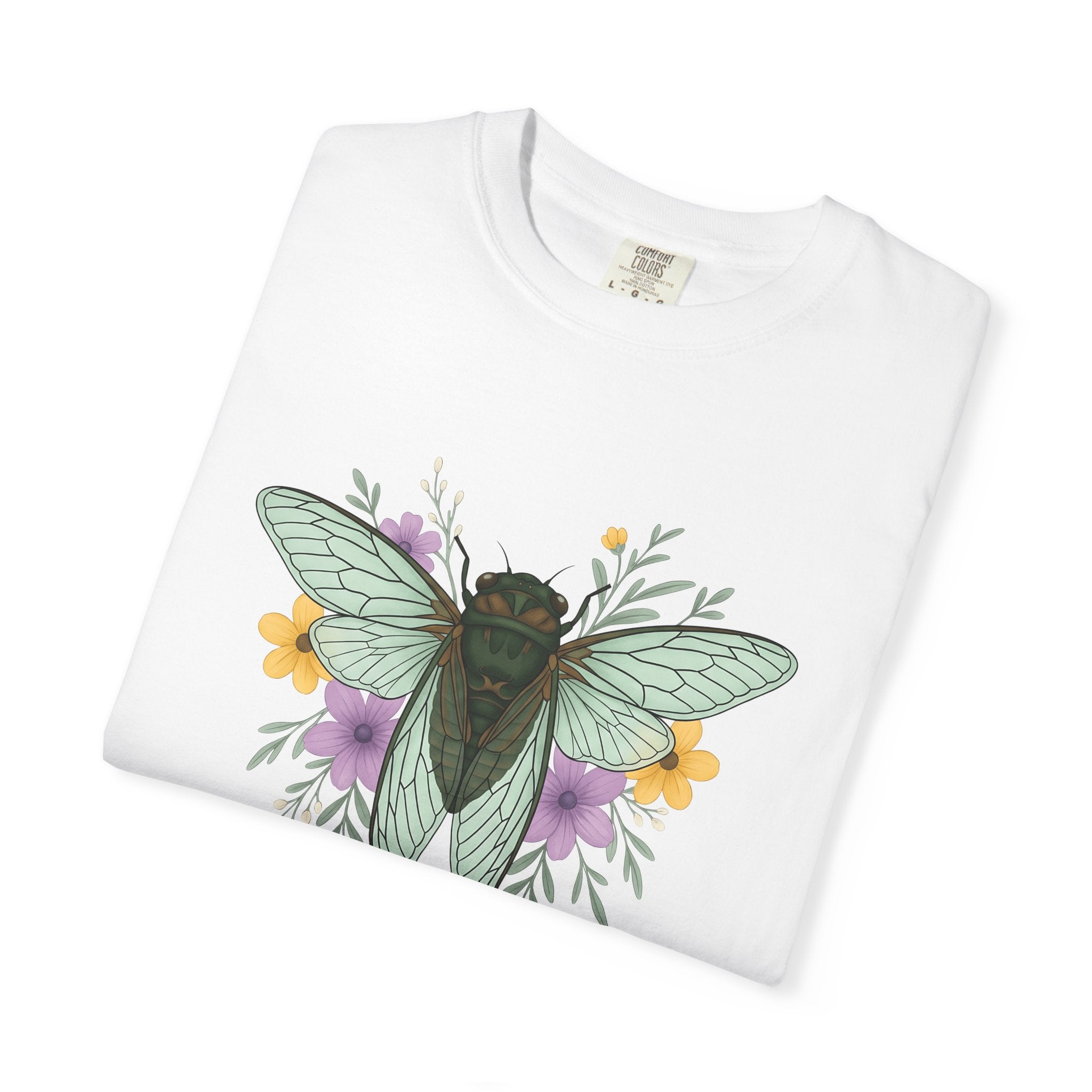 Cicada Floral Shirt Cottagecore Nature Gift Women Botanical Tee Cicada T-Shirt Homesteader Fan Botanical Illustration Outdoor Graphic