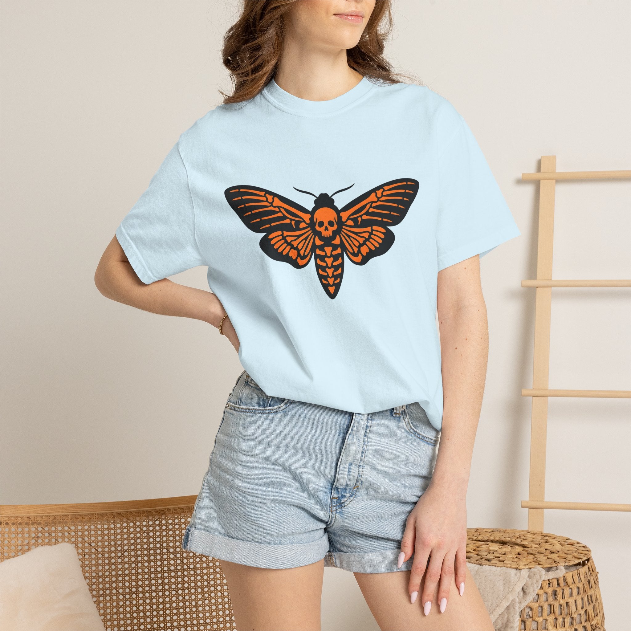 Death Moth Shirt Halloween Gothic Gift Women Bold Graphic Tee Moth T-Shirt Horror Fan Dark Art Tshirt Gothic Graphic Skull Tshirt