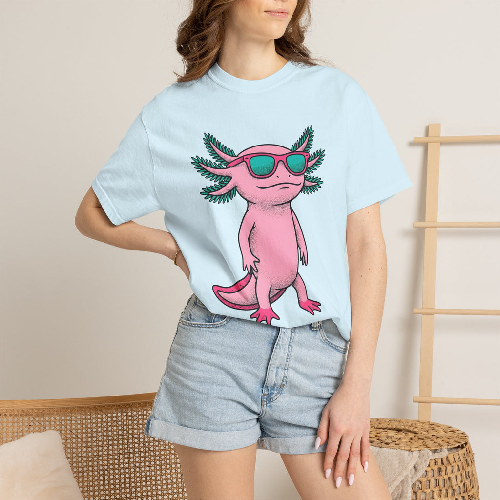Axolotl Glasses Shirt Animals Satire Gift Women Animated Tee Axolotl Specs T-Shirt Animal Fan Cartoon Tshirt Parody Graphic Old School