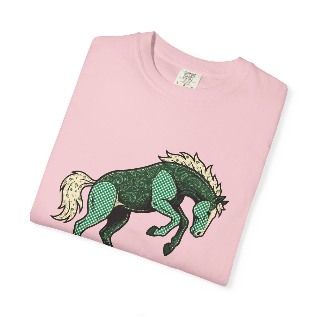 Spotted Horse Shirt St Patrick's Day Horse Gift Women Rustic Tee Pinto T-Shirt St Patricks Fan Vintage Tshirt Equine Graphic Retro Clover