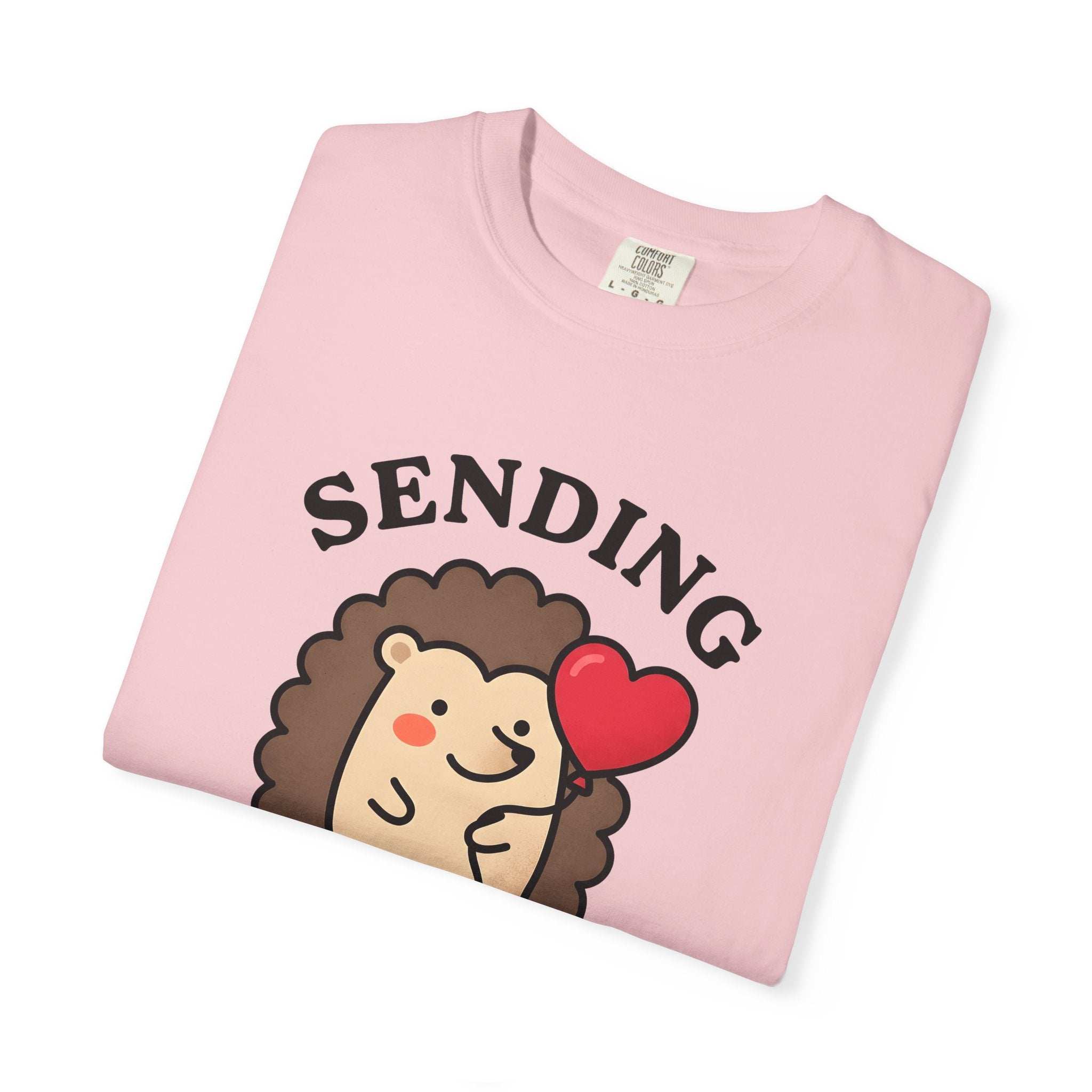 Hedgehog Drawing Shirt Animals Affection Gift Women Sweet Tee Porcupine T-Shirt Wildlife Fan Cute Tshirt Love Graphic Animated Heart Balloon