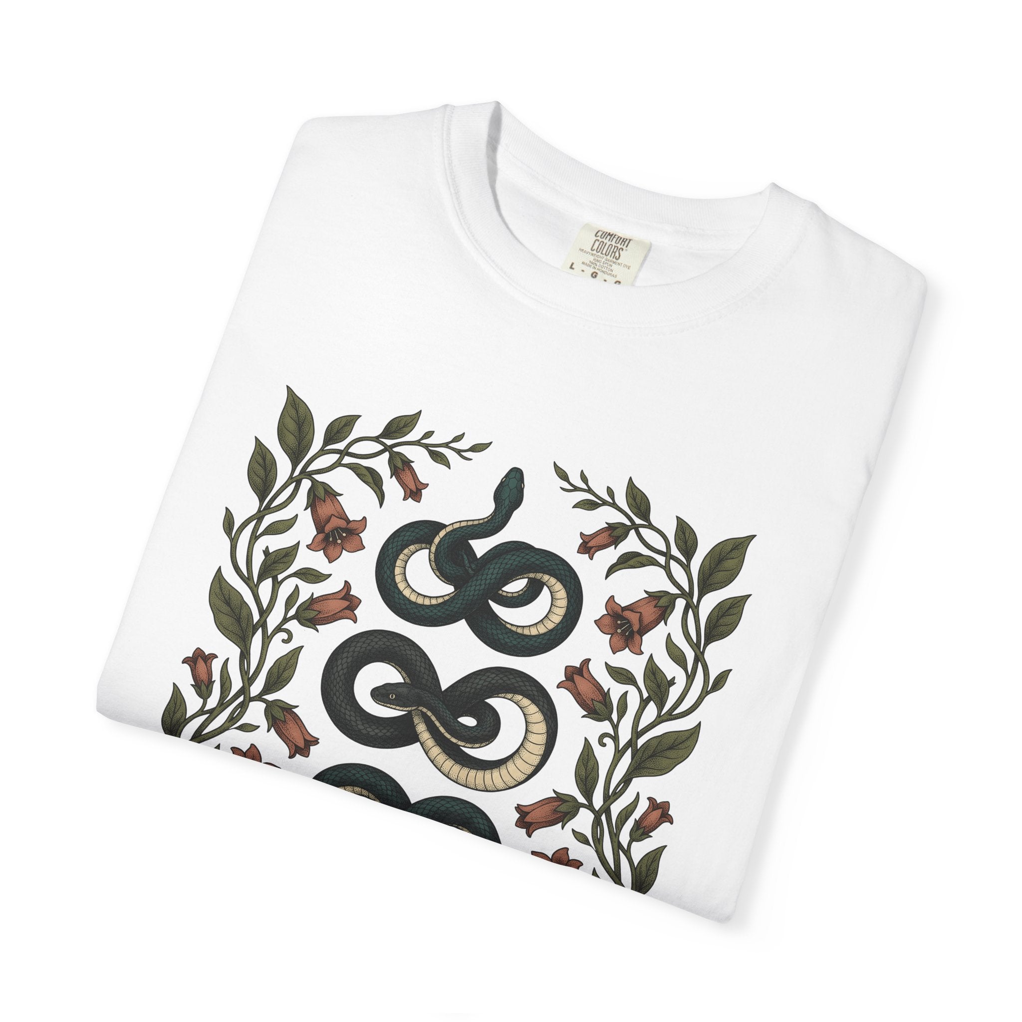 Serpent Flower Shirt Animals & Flowers Outdoors Gift Women Floral Tee Snake Flower T-Shirt Wildlife Fan Botanical Tshirt Nature Graphic