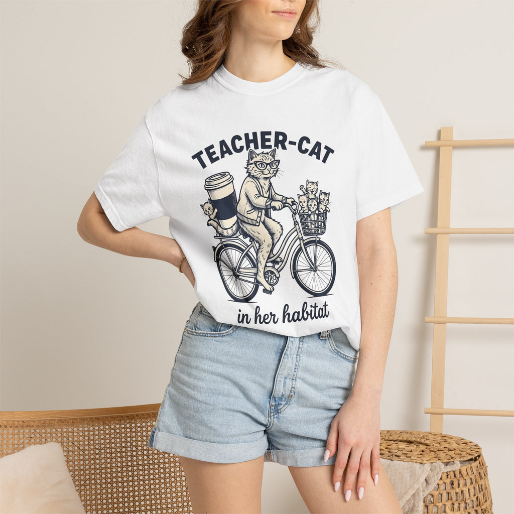 Feline Cycle Shirt Teacher Wildlife Gift Women Rustic Tee Cat Cycle T-Shirt Educator Enthusiast Country Tshirt Animal Graphic Doodle