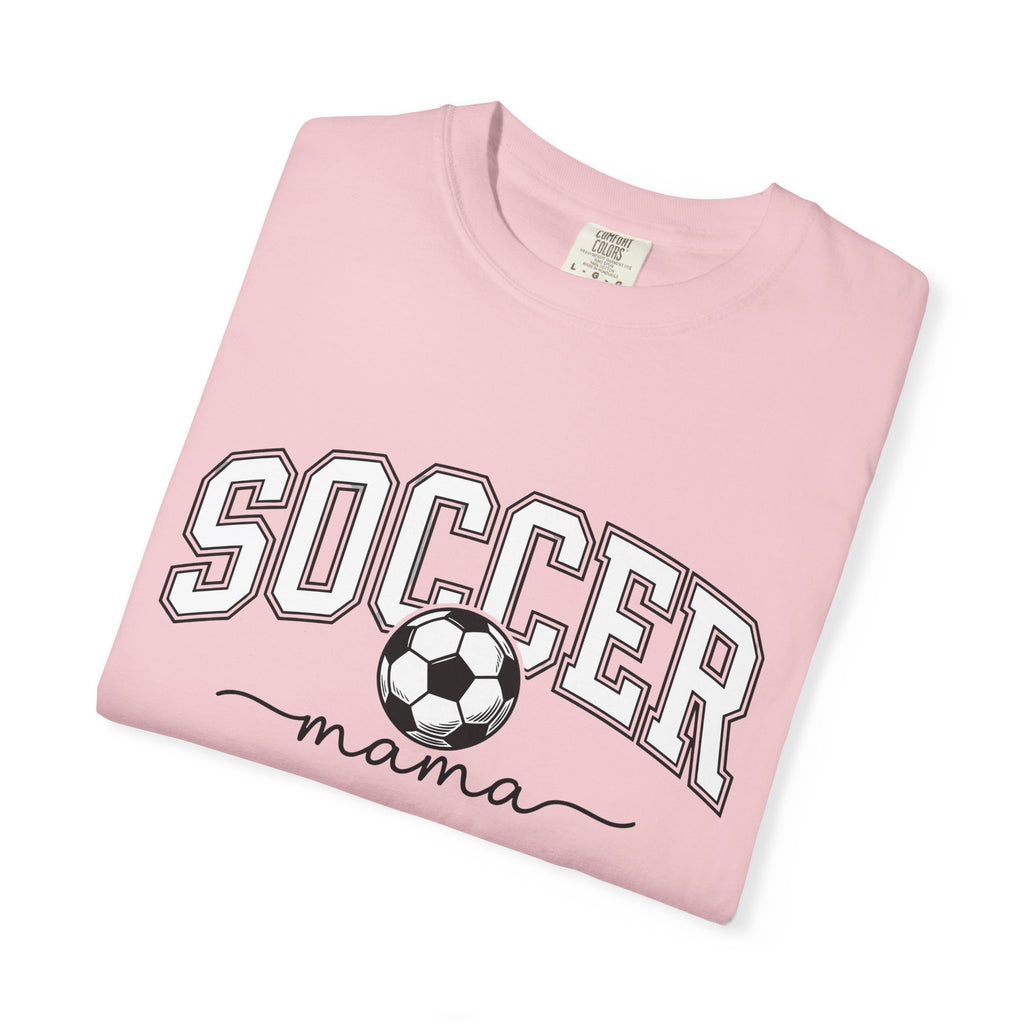 Soccer Ball Shirt Moms Sports Gift Women Varsity Tee Football T-Shirt Mom Fan Athletic Tshirt Sports Graphic Minimal Script Font Tshirt
